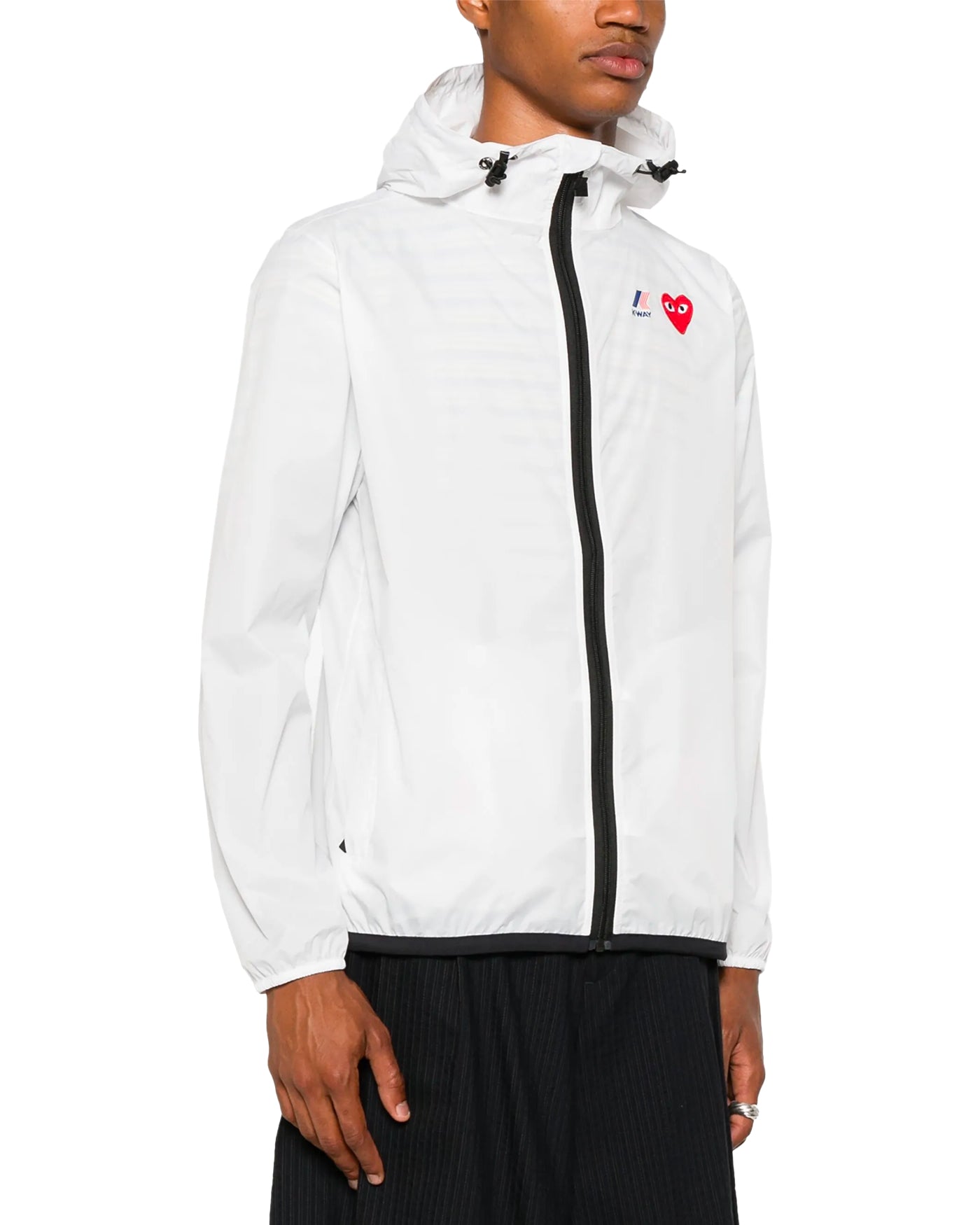 Veste coupe-vent Comme des Garçons Play x K-Way blanche profil gauche