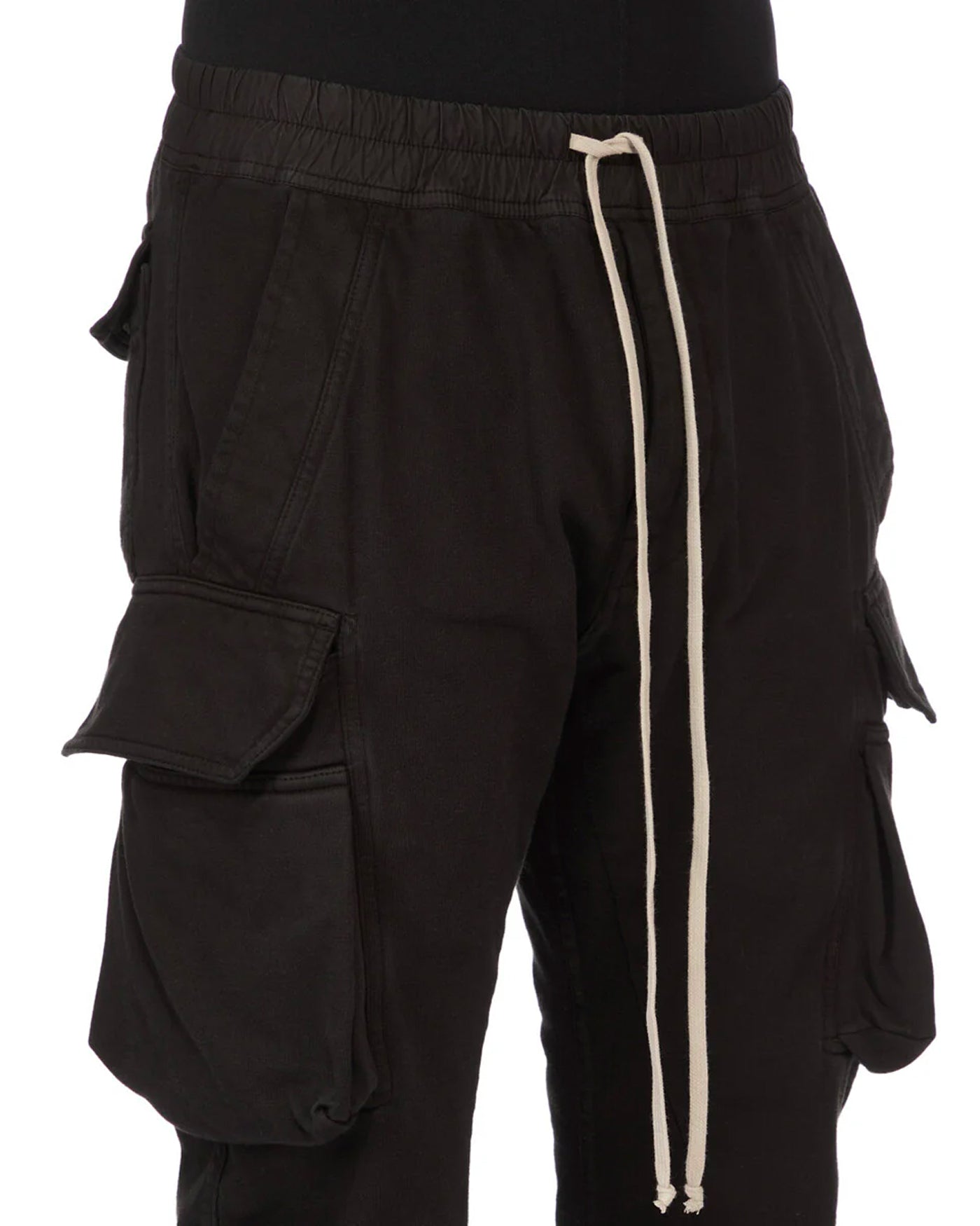 Pantalon cargo Rick Owens DRKSHDW noir détail poches cargo profil gauche