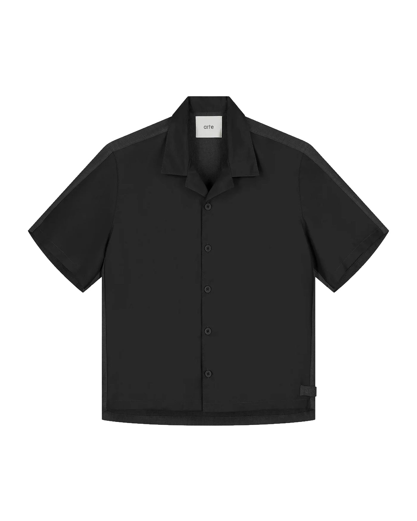 Chemise Arte Antwerp noire manches courtes col bowling bimatière face