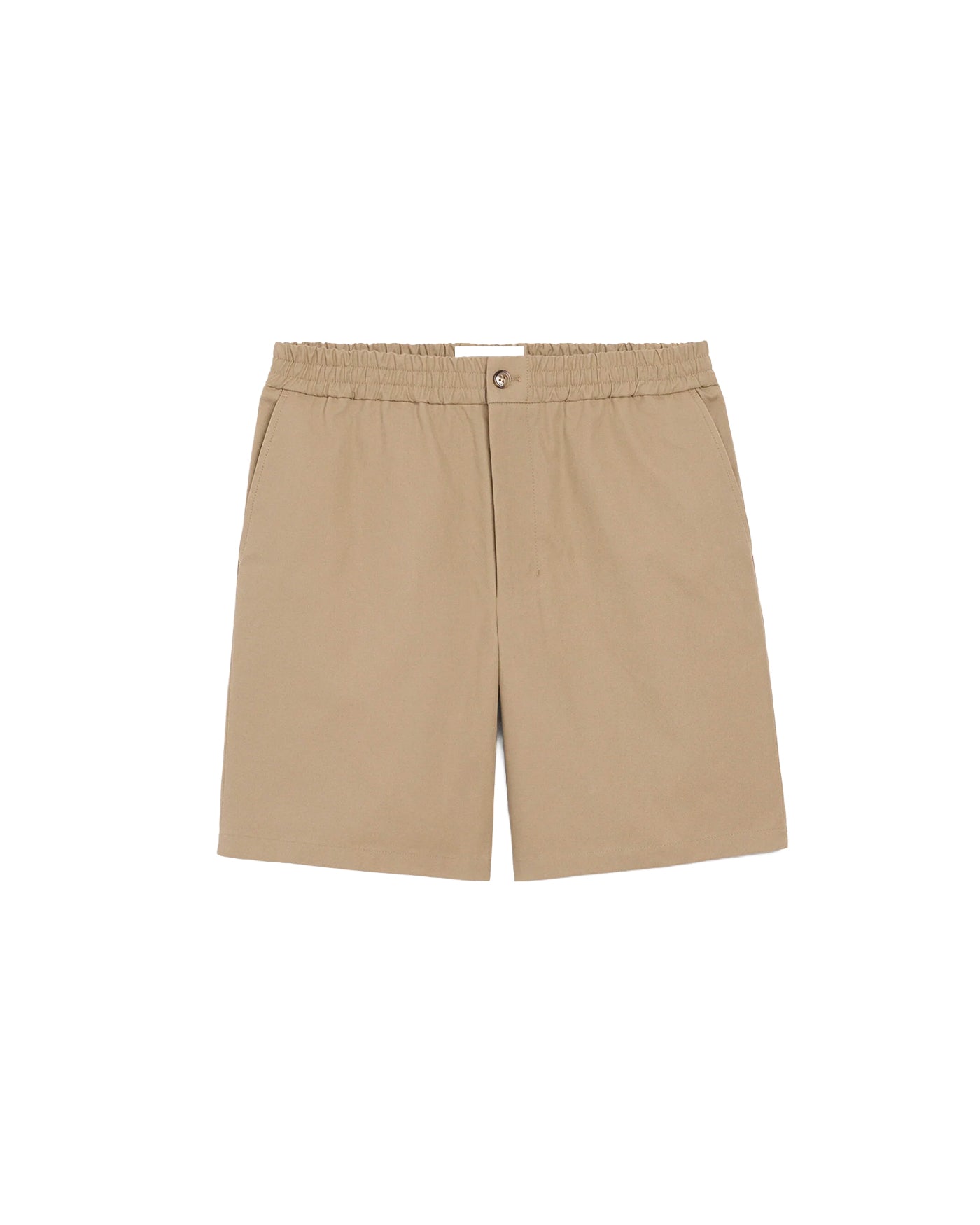 Short Ami Paris beige taupe face élastique taille patch logo cœur