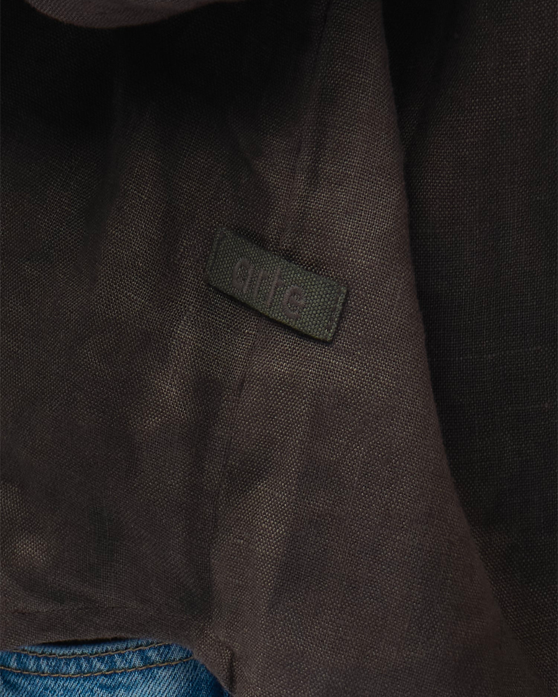 DUSTY LINEN ZIP SHIRT BLACK
