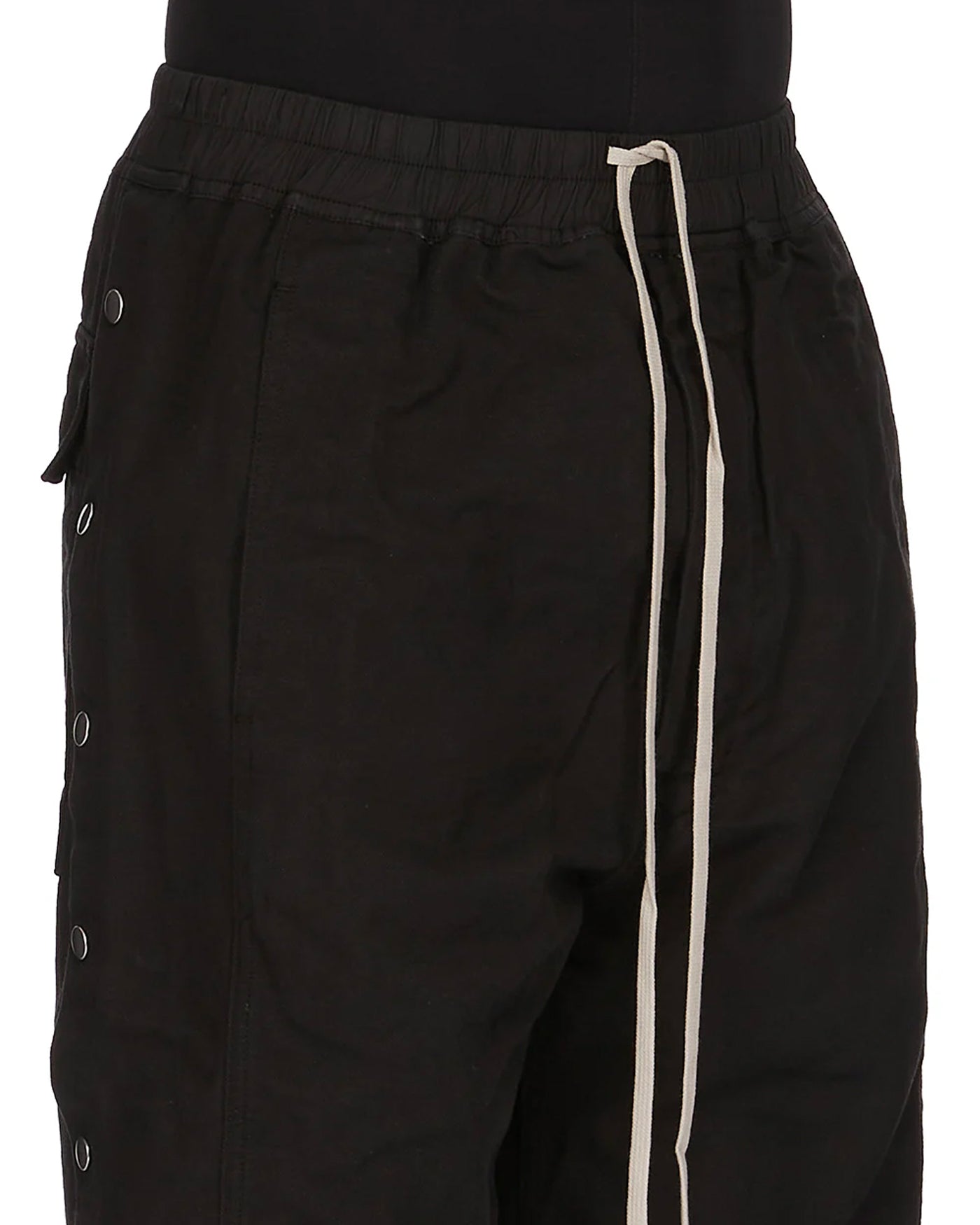 Short Rick Owens DRKSHDW noir ceinture élastique cordon crème détail face