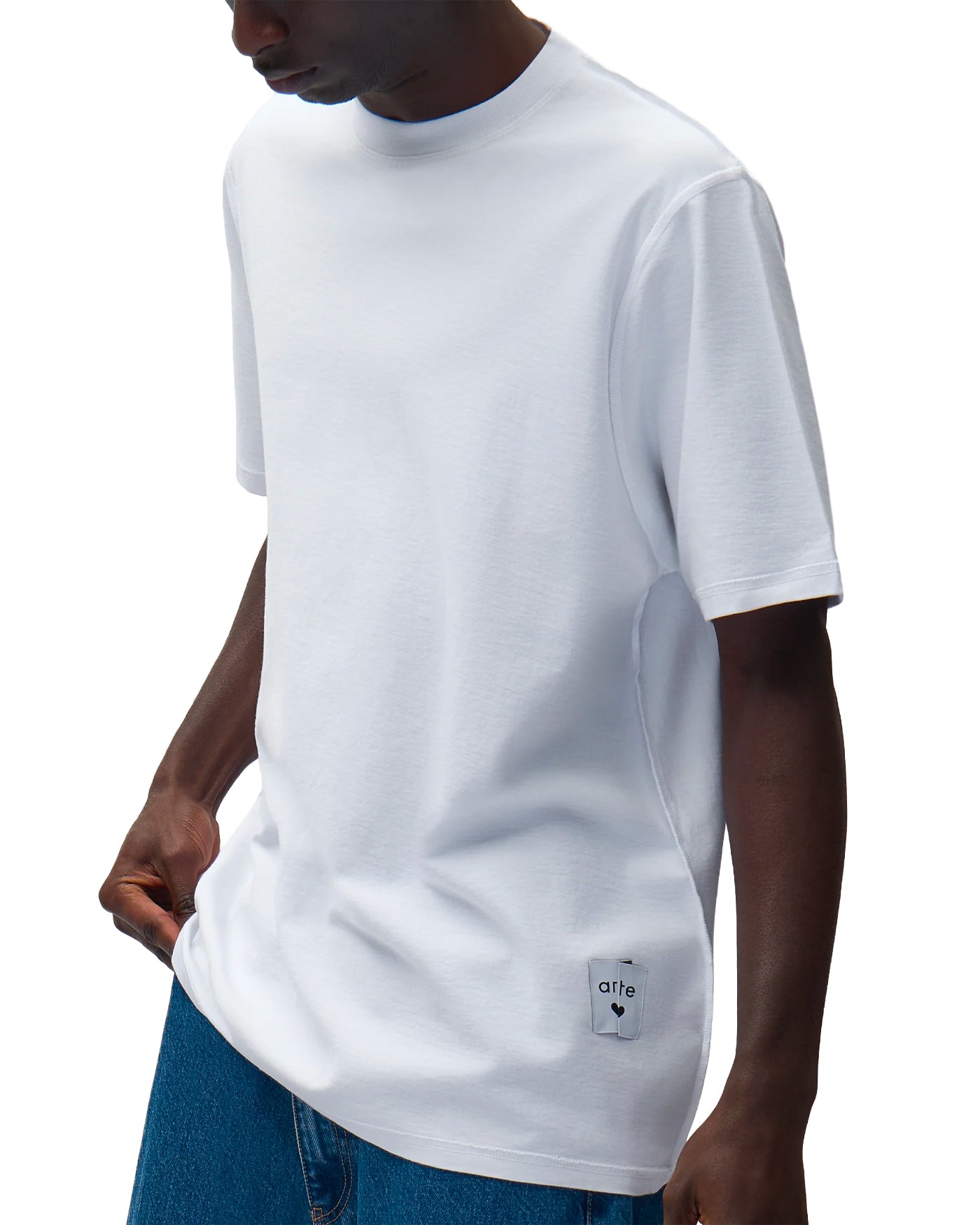 T-shirt réversible Arte Antwerp blanc étiquette logo profil gauche