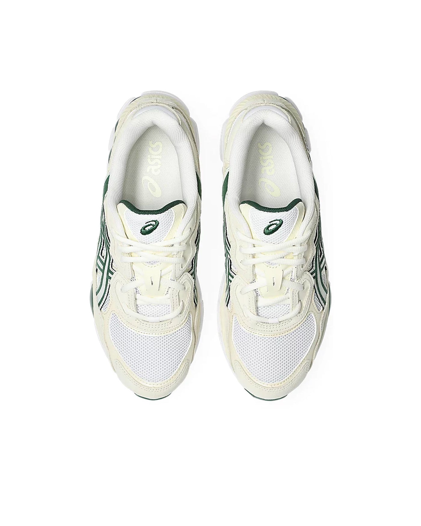 Sneakers ASICS GEL-NYC 750 ivoire et vert forêt vue de dessus