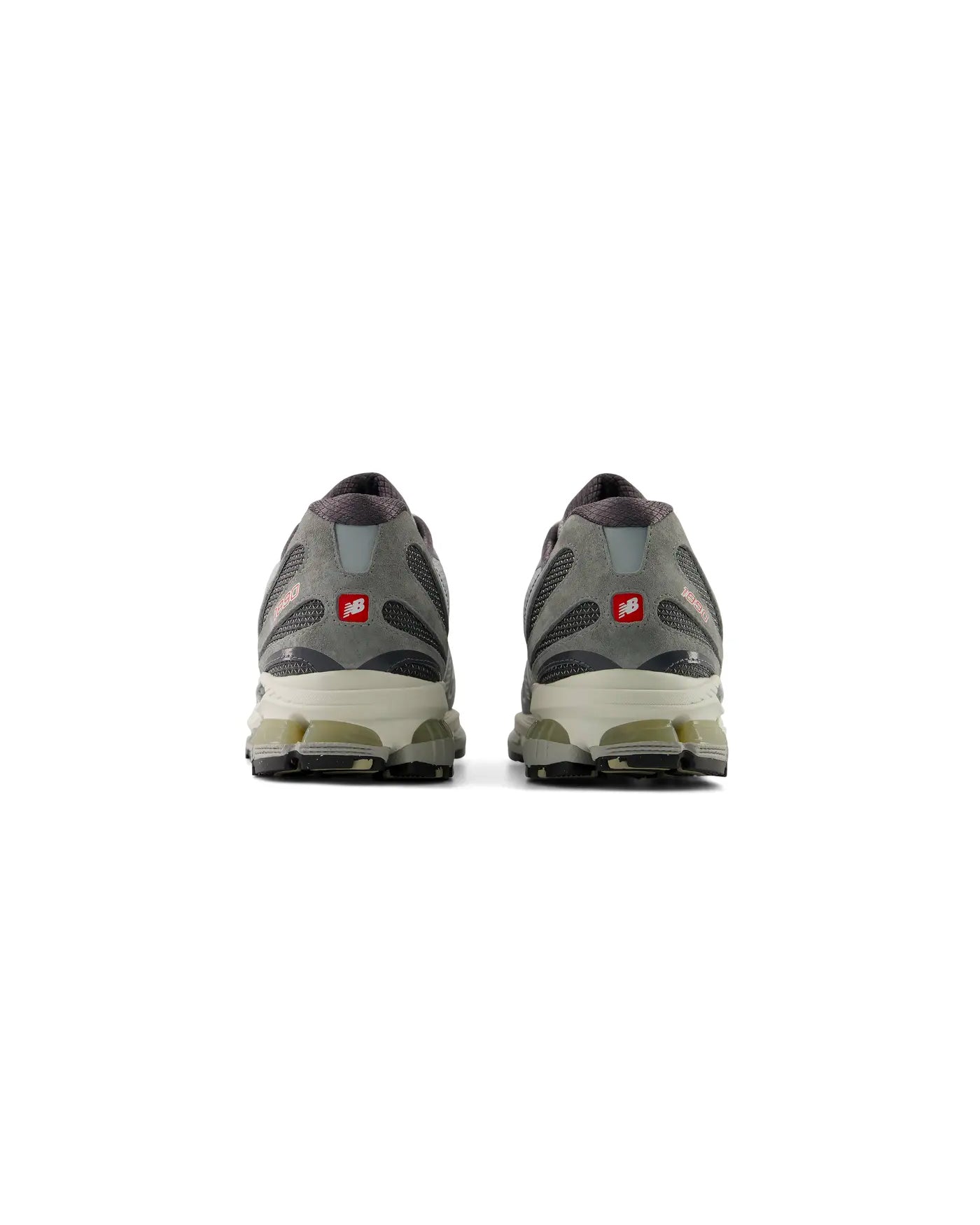 Sneakers New Balance 1890 gris ardoise talon dos logo rouge et blanc