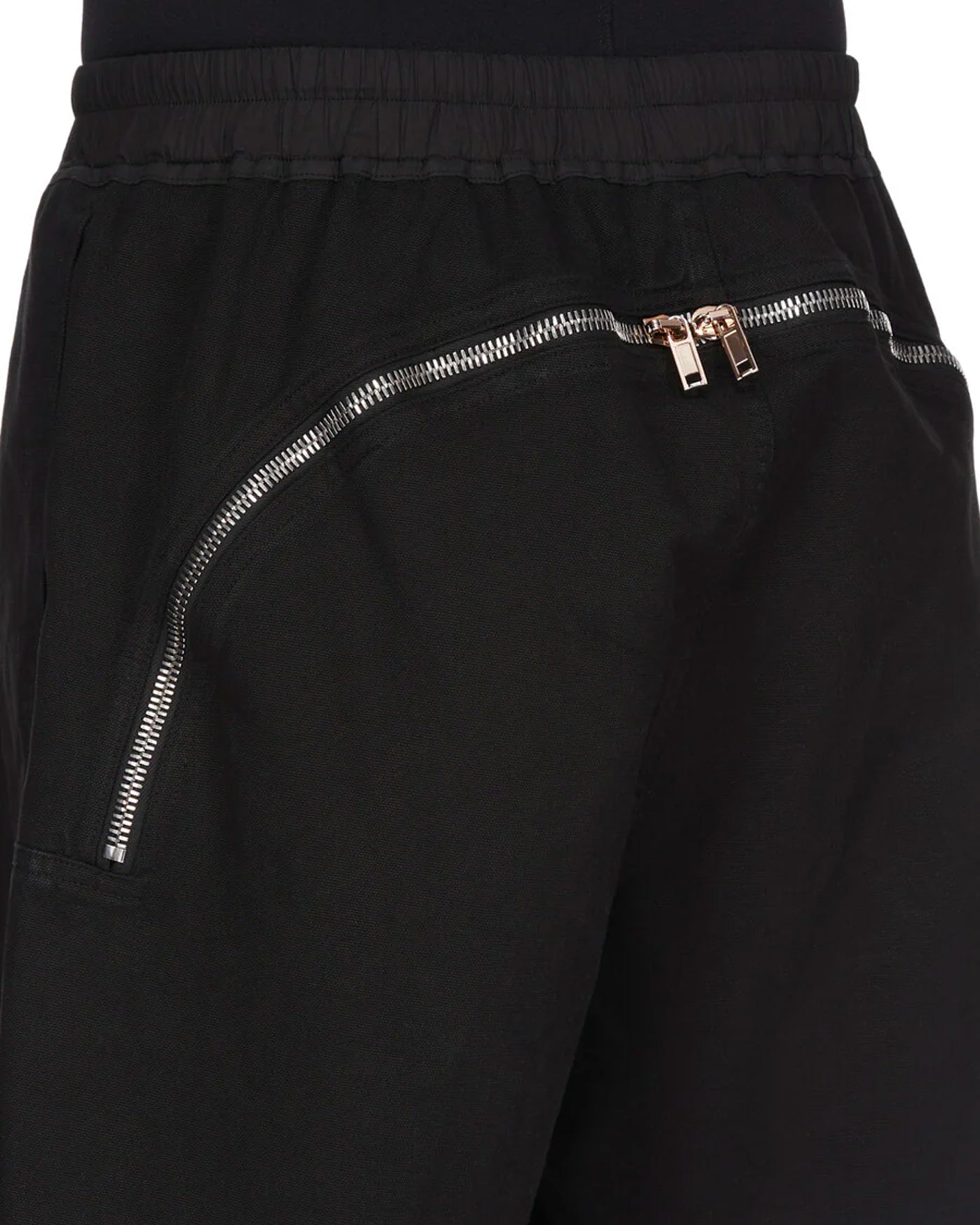 Détail fermeture zip diagonal short Rick Owens DRKSHDW noir dos