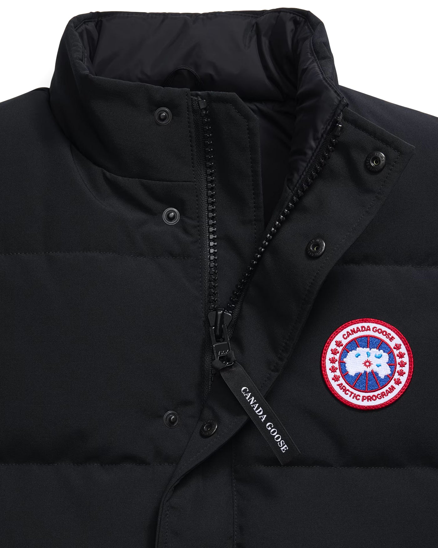 Gilet matelassé Canada Goose Freestyle noir détail col et patch face