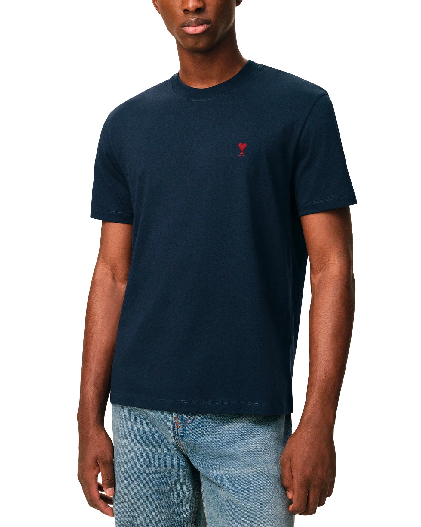T-shirt Ami Paris marine logo Ami de Coeur rouge profil droit
