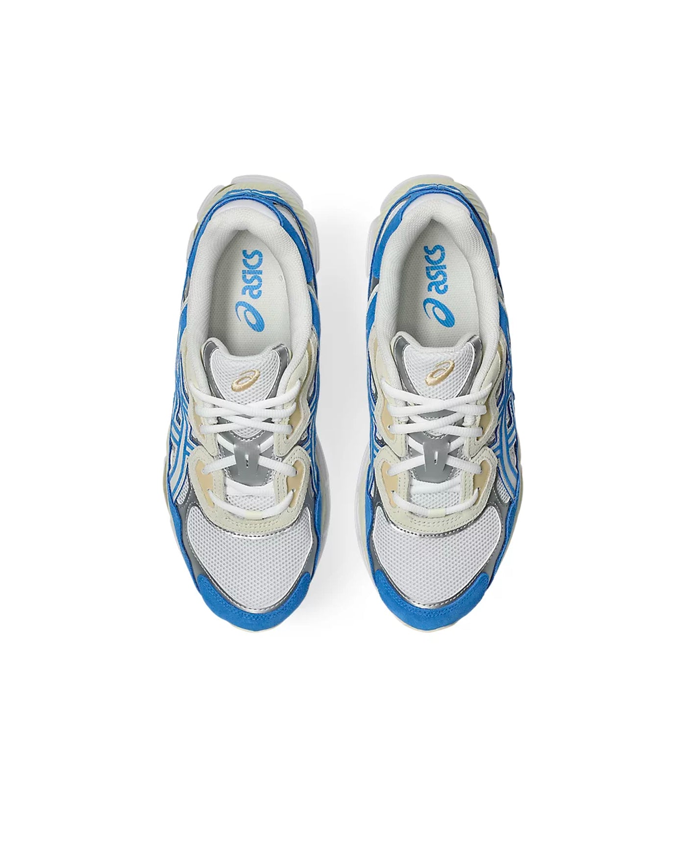 Sneakers Asics Gel-NYC White Blue Coast blanc et bleu vif vues de dessus