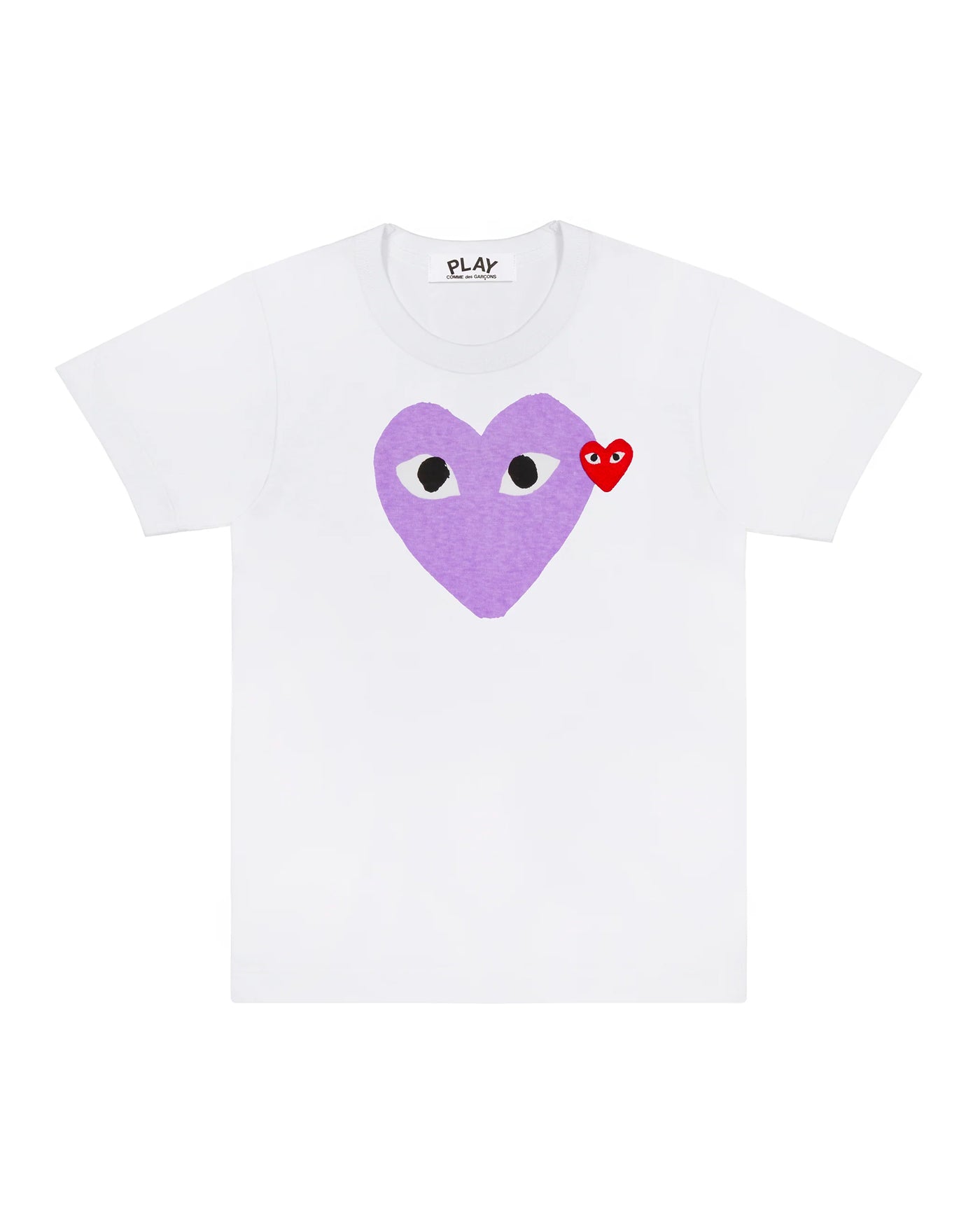 T-shirt Comme des Garçons Play blanc coeur violet imprimé face