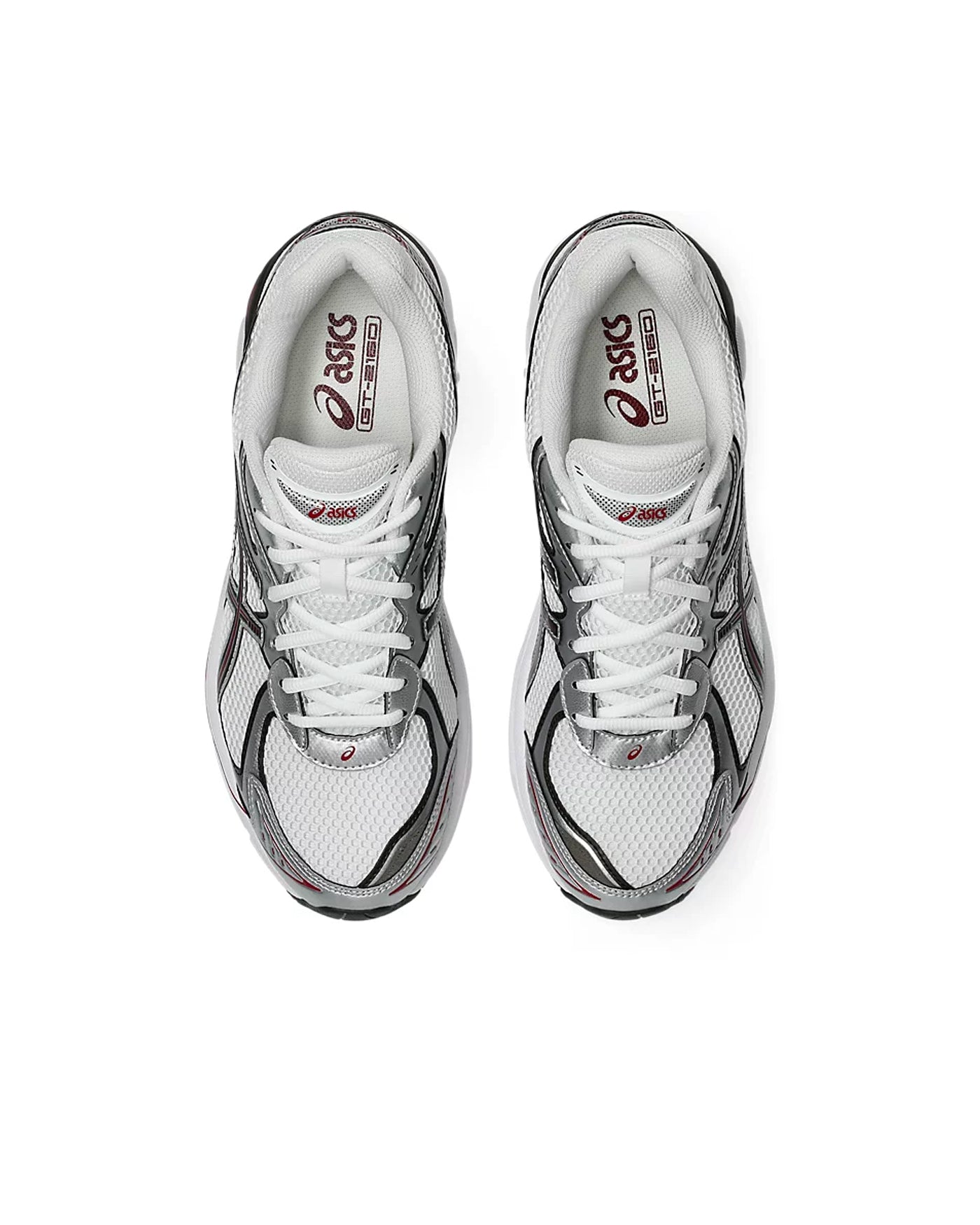 Sneakers ASICS GT 2160 blanc et rouge bordeaux vue de dessus paire