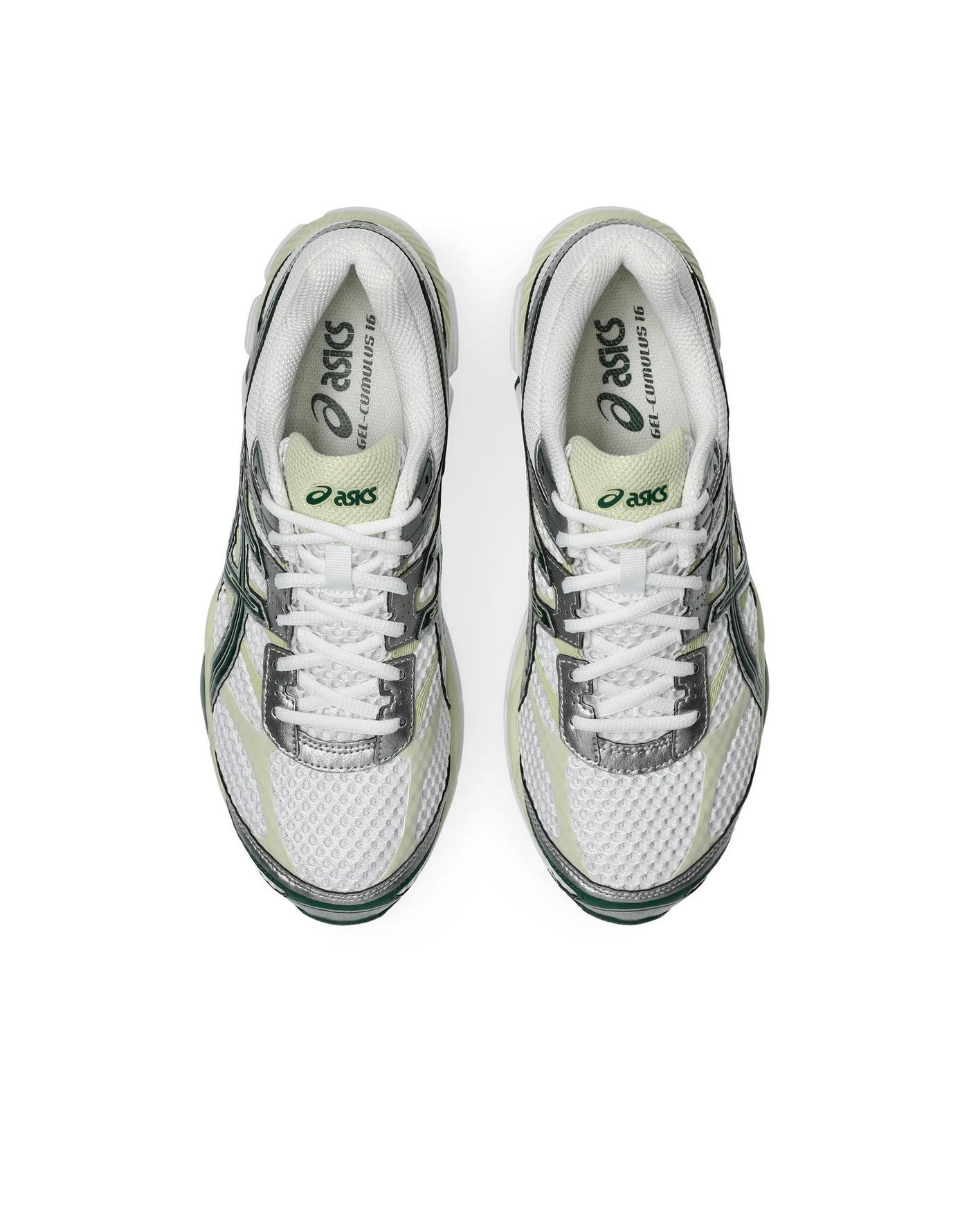 Sneakers Asics Gel-Cumulus 16 blanc et vert forêt vue du dessus