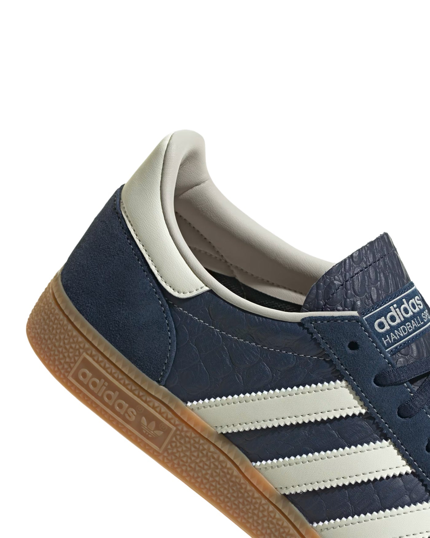 Sneakers Adidas Handball Spezial bleu indigo et crème, détail talon