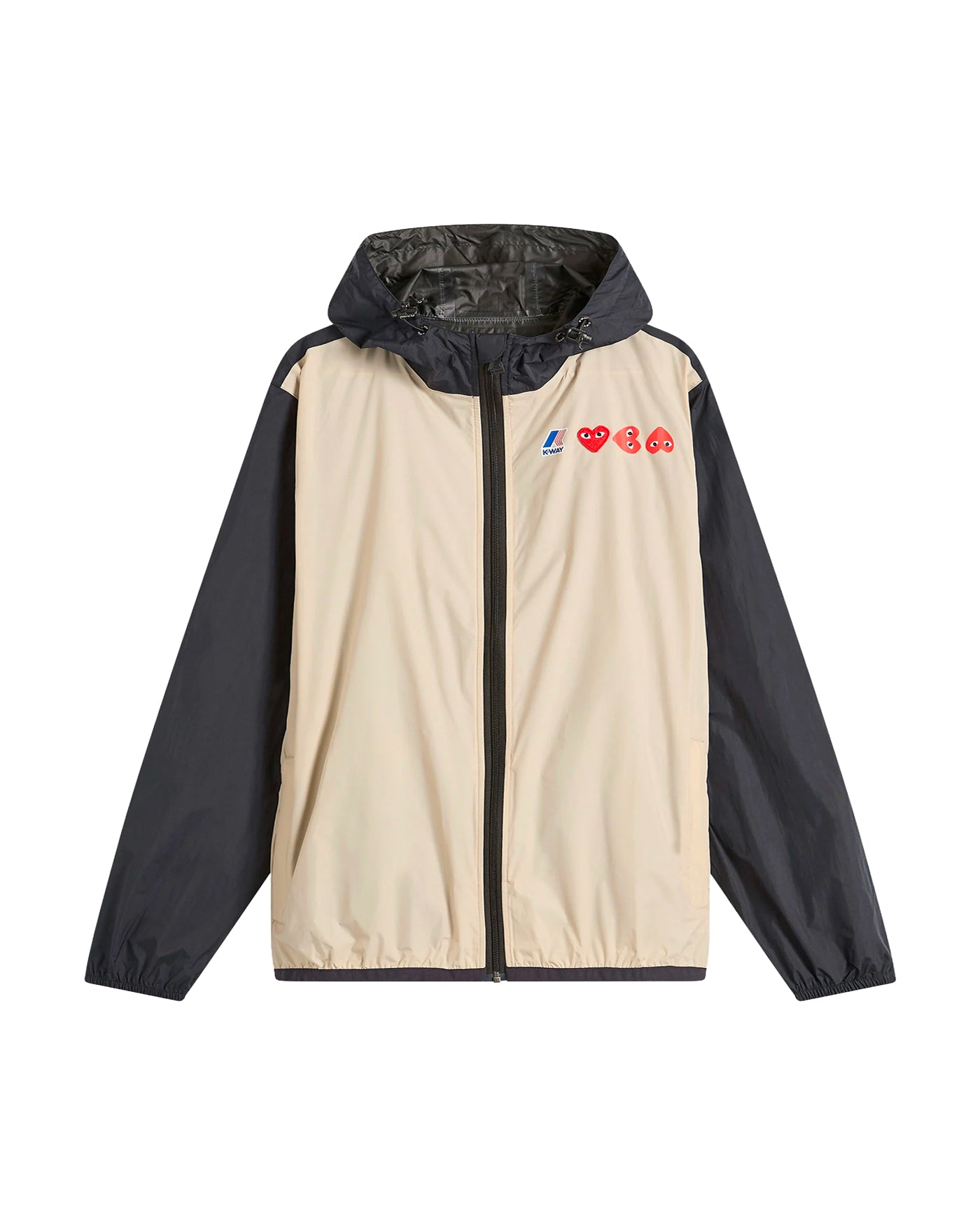 Coupe-vent Comme des Garçons Play x K-Way beige et noir face