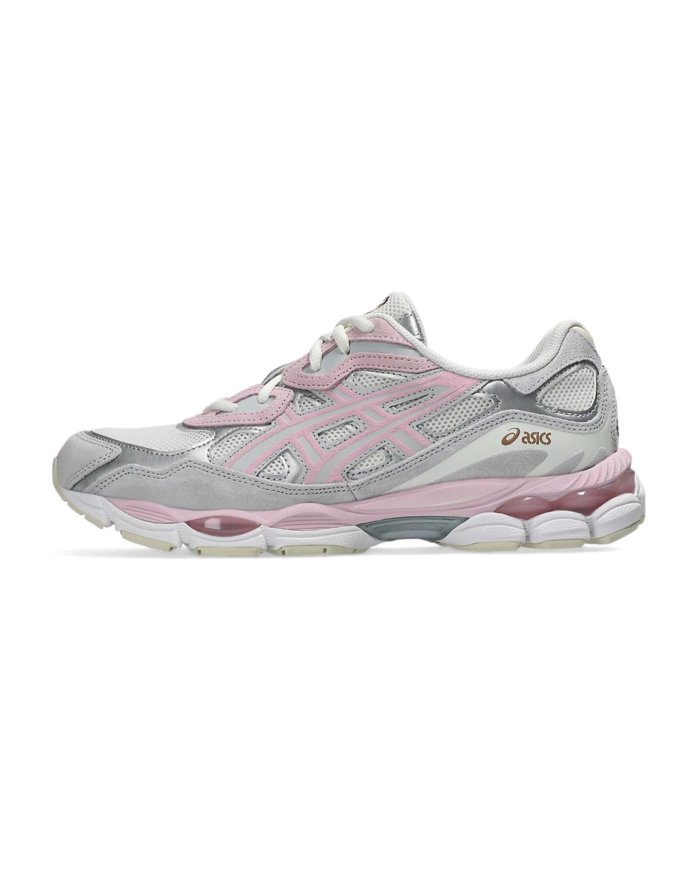 Sneakers Asics GEL-NYC Concrete Barely Rose blanc gris et rose profil droit