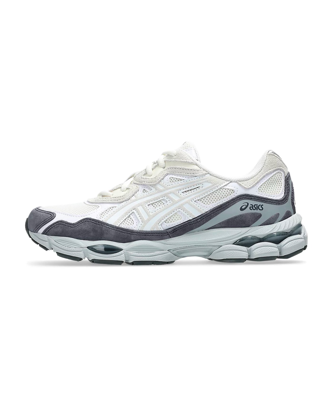 Sneakers Asics GEL-NYC Cream White blanc et gris ardoise profil gauche