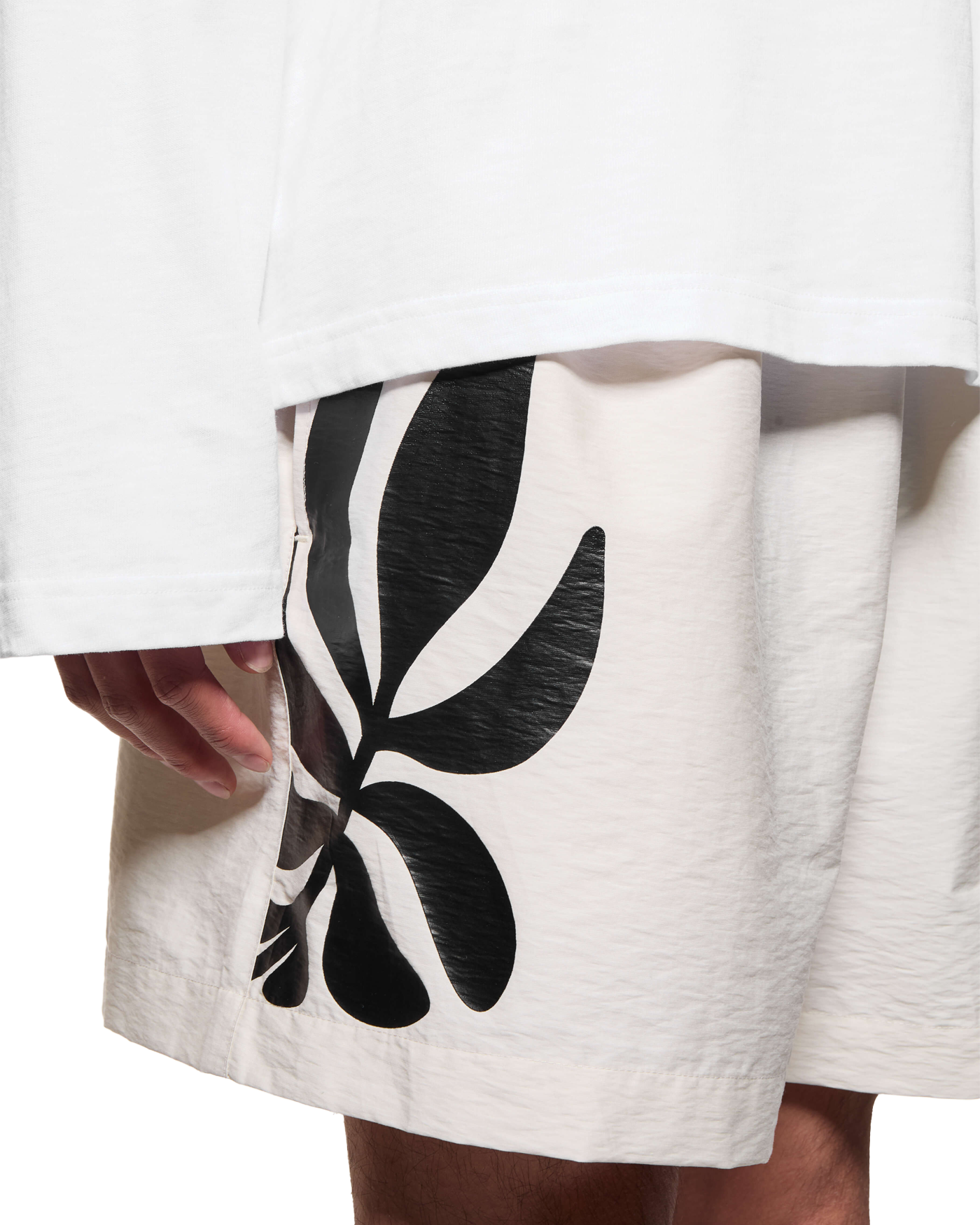 BOTANICAL PRINT WIDE LEG SHORTS BONE
