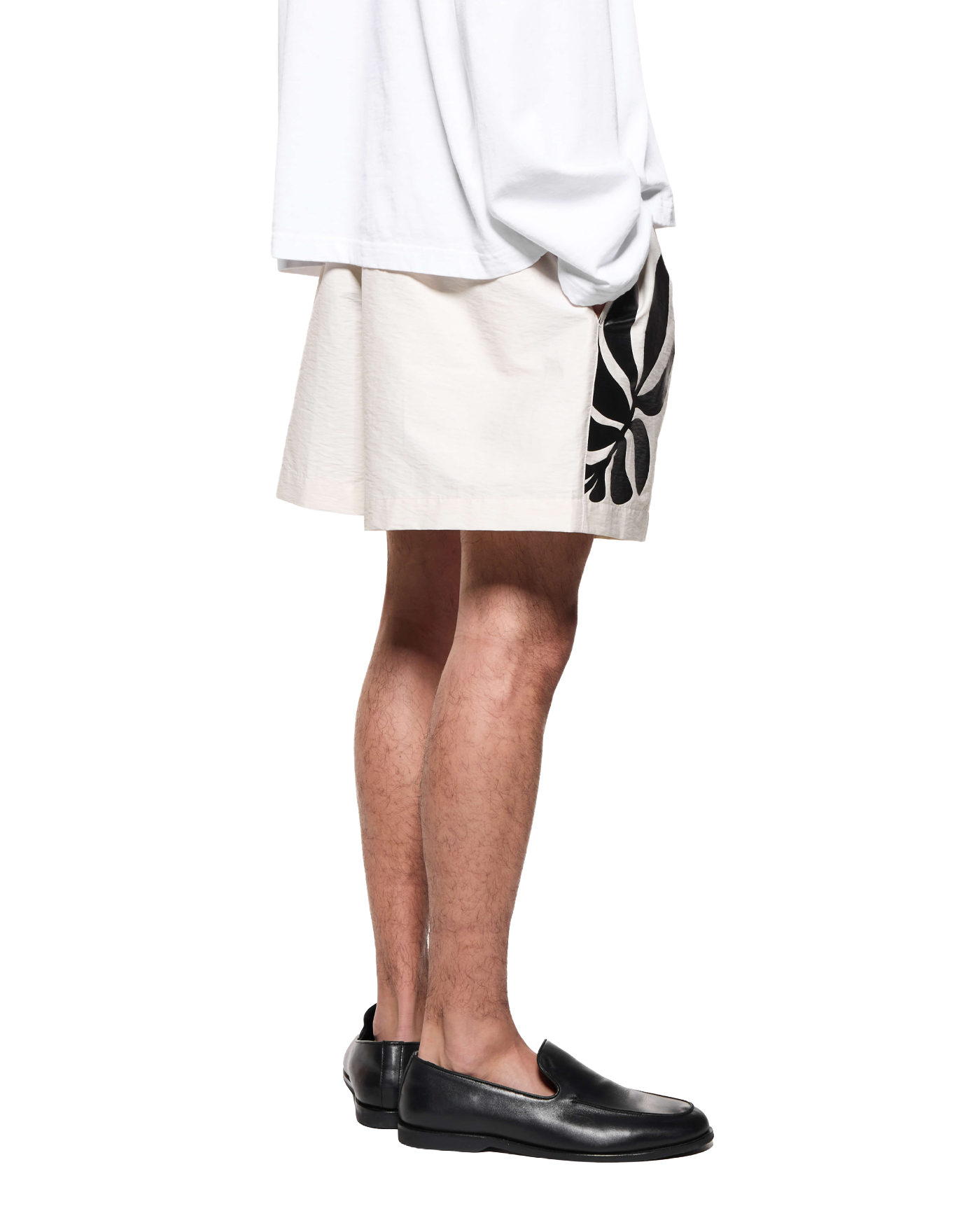 BOTANICAL PRINT WIDE LEG SHORTS BONE