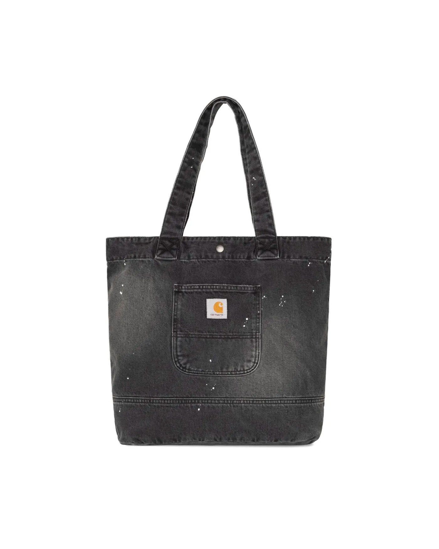 Tote bag Carhartt WIP denim noir destroy wash avec poche face