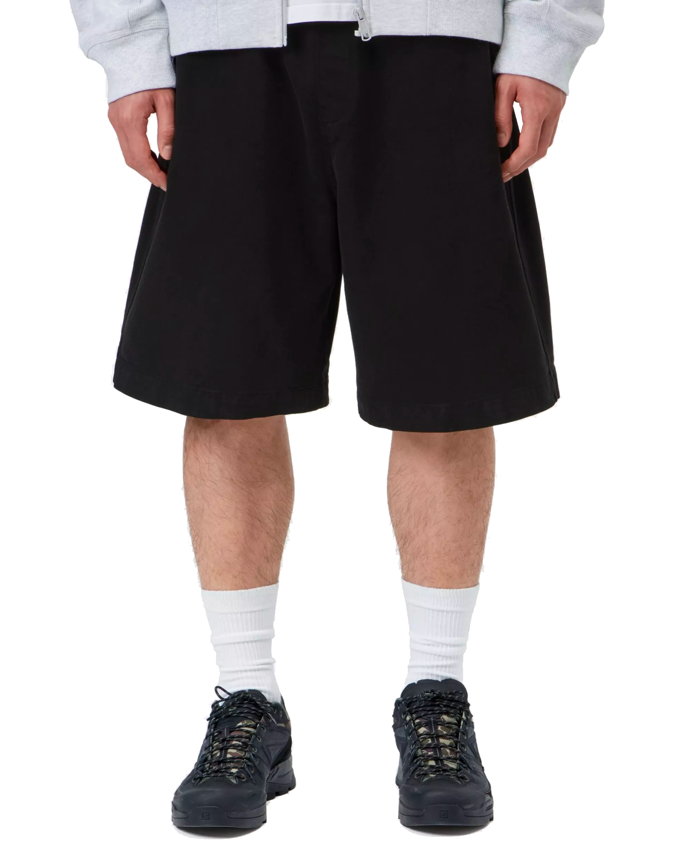 Short homme Carhartt WIP Floyd noir porté sur mannequin vue de face