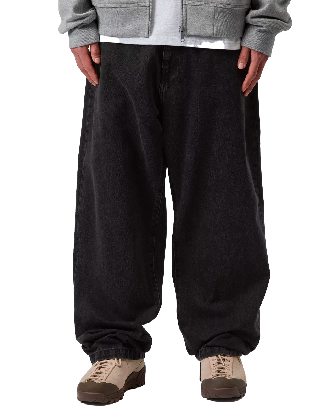 Jeans Carhartt WIP Landon noir stone washed baggy porté face