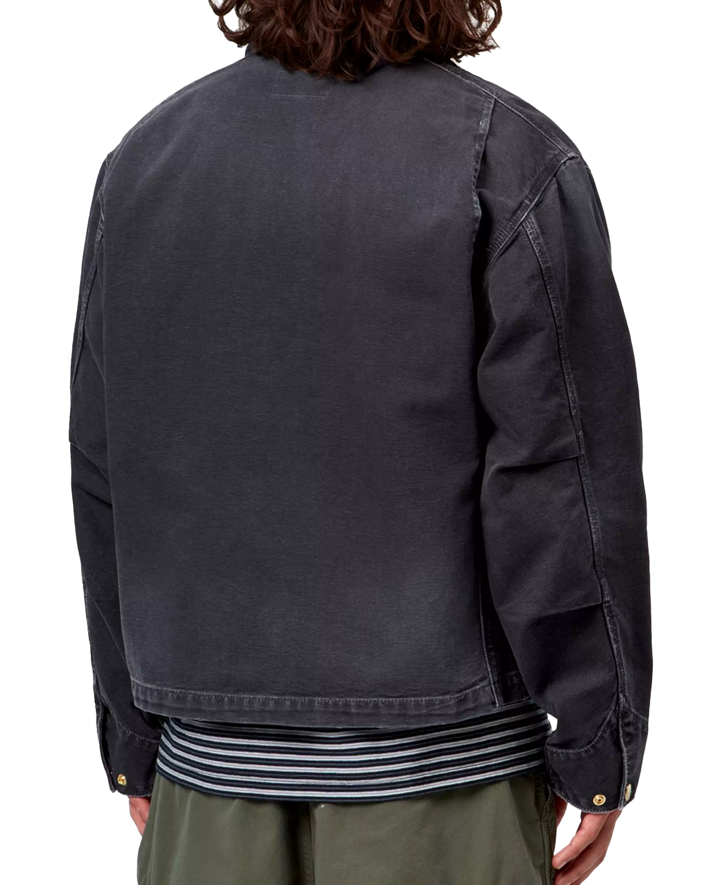 Veste Carhartt WIP Jacket Arcan coloris noir délavé portée homme dos