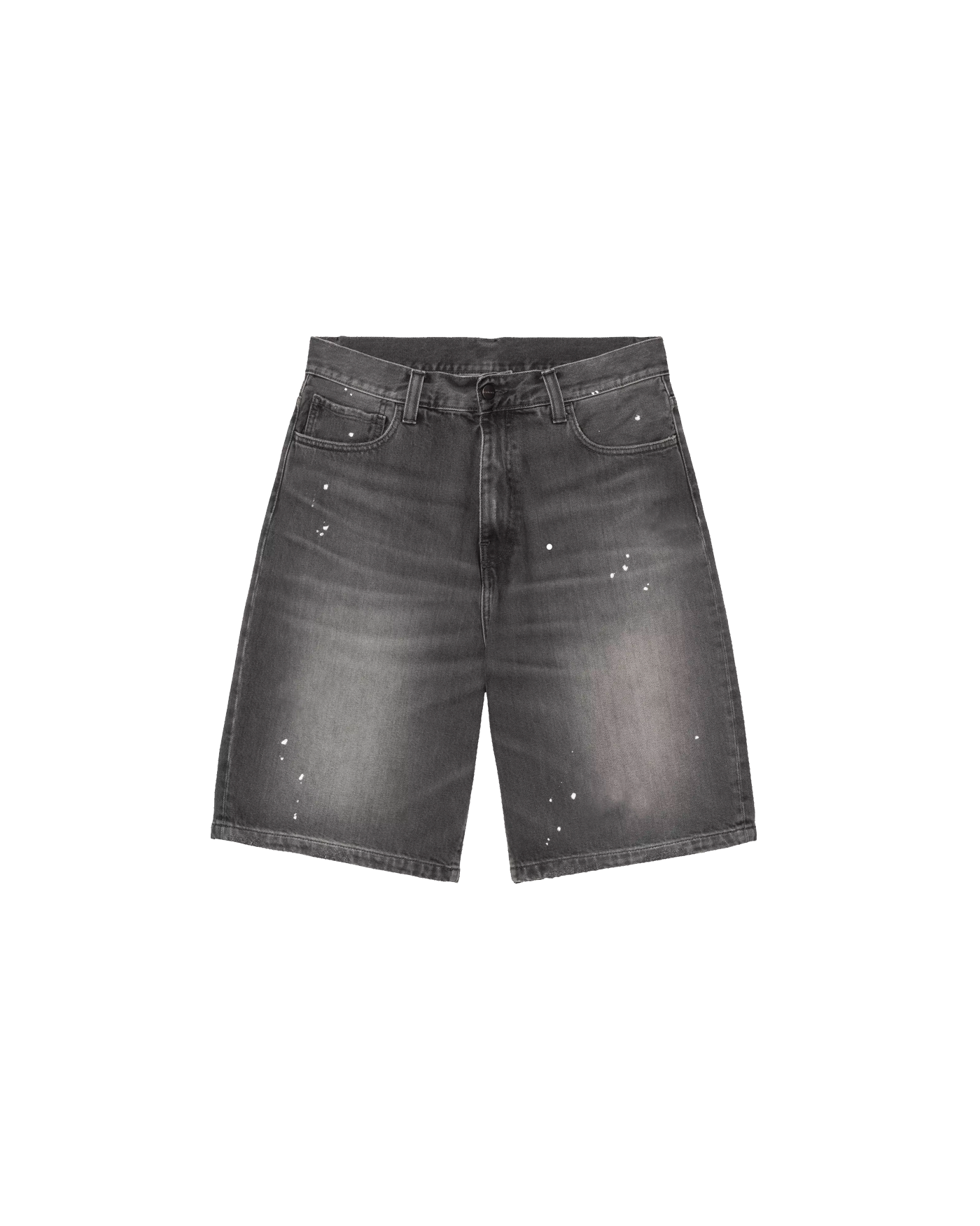 Short denim homme Carhartt WIP Landon noir destroy wash vue face