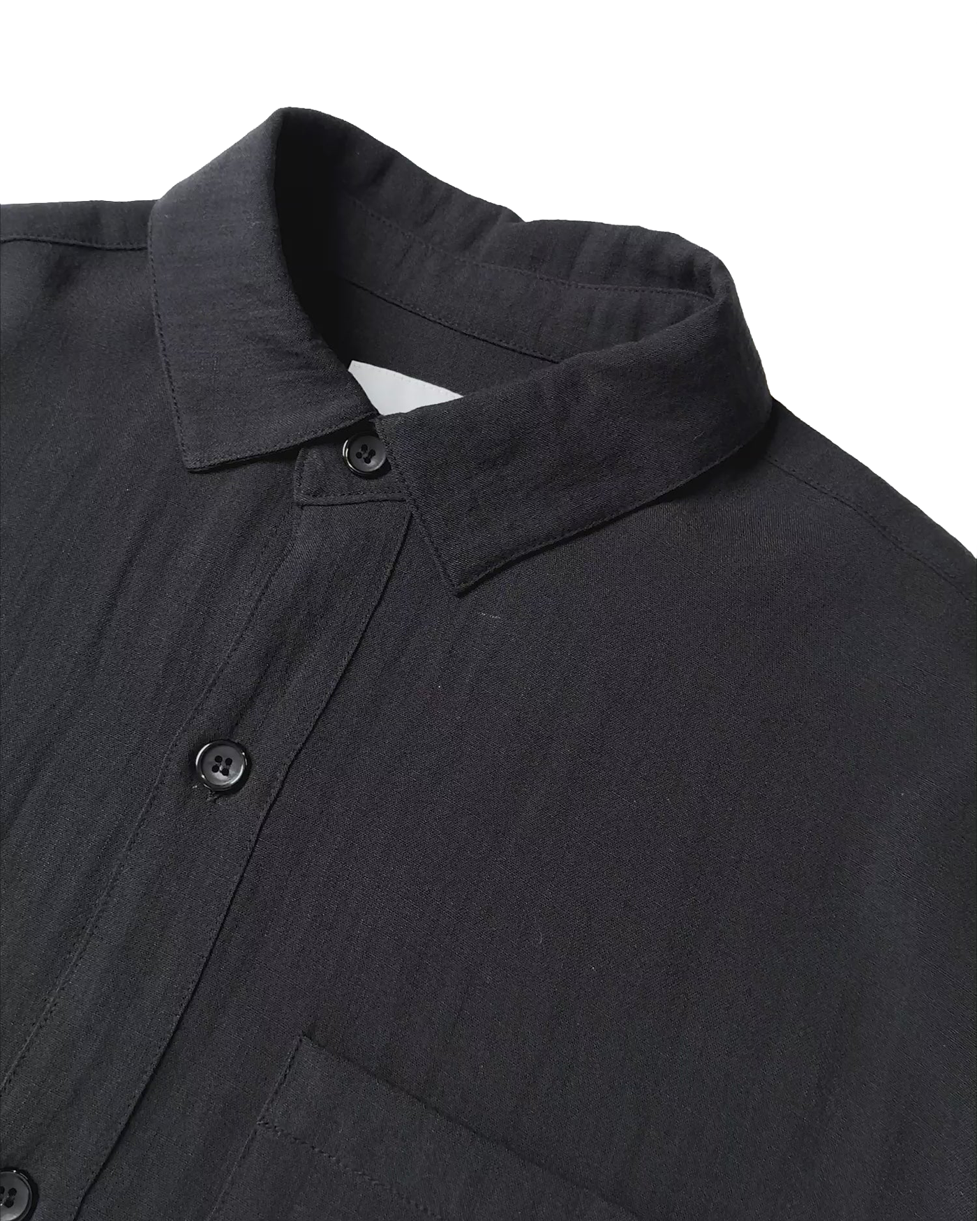 DRAPE SLUB BOX DRESS SHIRT BLACK