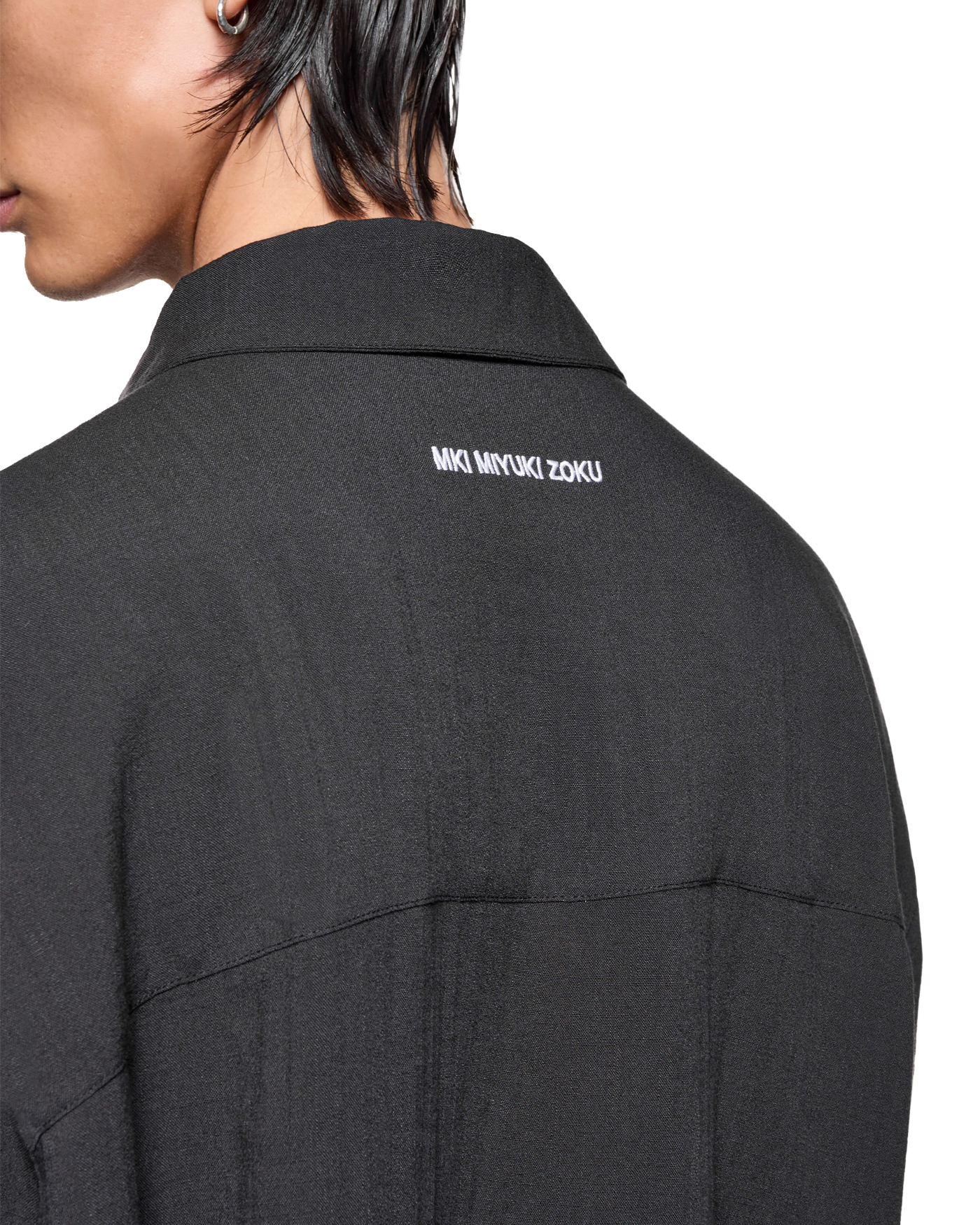 DRAPE SLUB BOX DRESS SHIRT BLACK
