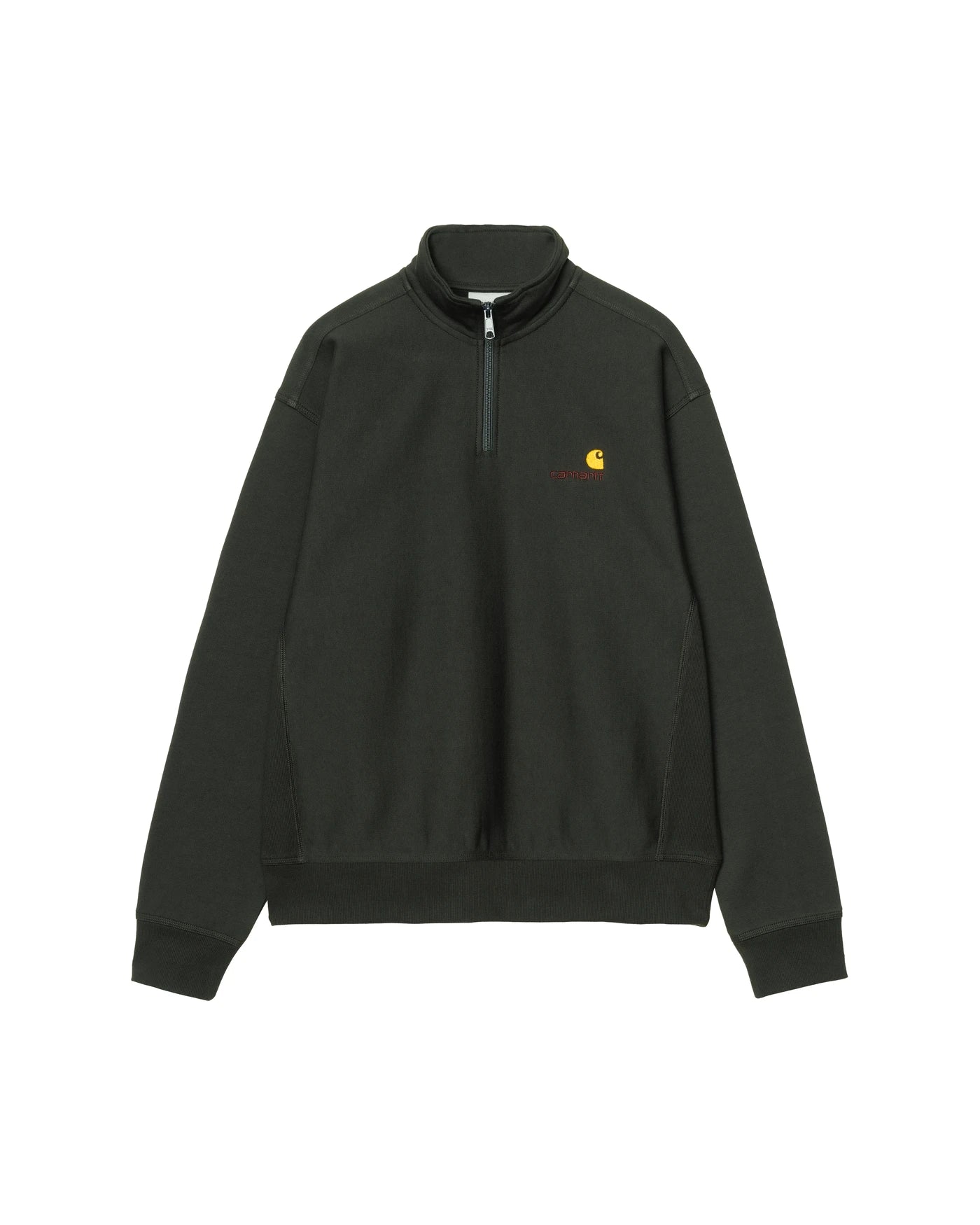 Sweat Carhartt WIP Half Zip American Script Sweat coloris Raven, vue de face
