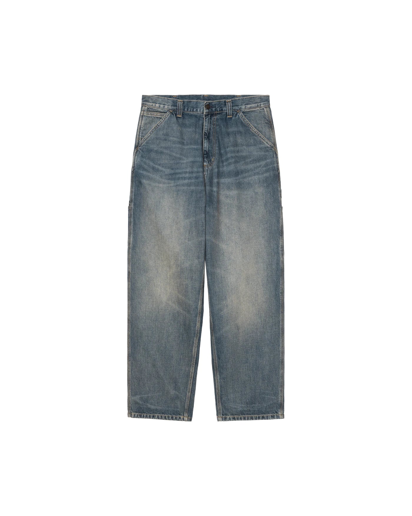 Pantalon Carhartt WIP OG Single Knee Pant coloris Blue worn used wash, vue de face