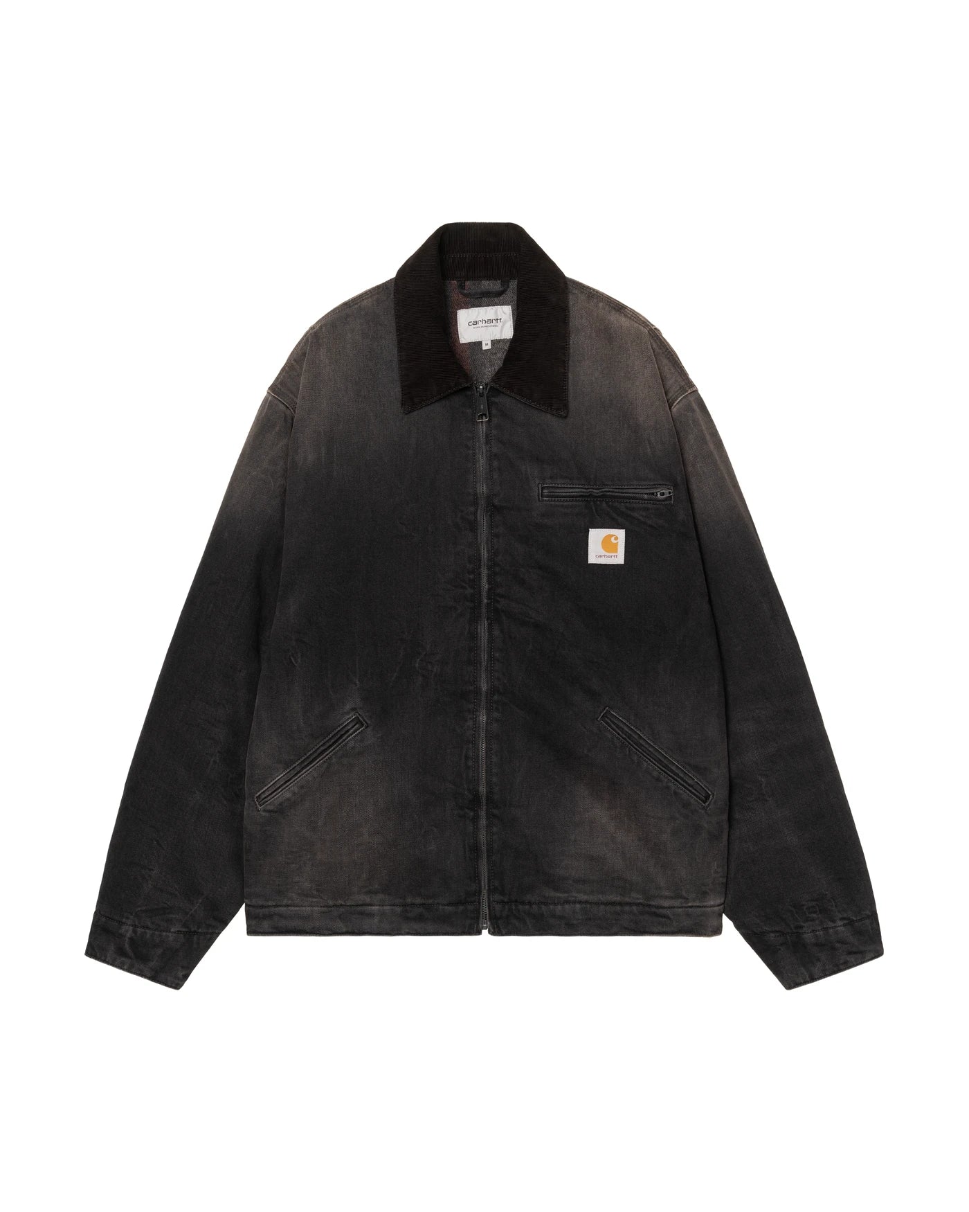 Veste Carhartt WIP OG Detroit Jacket coloris Black / Black tobacco used wash, vue de face