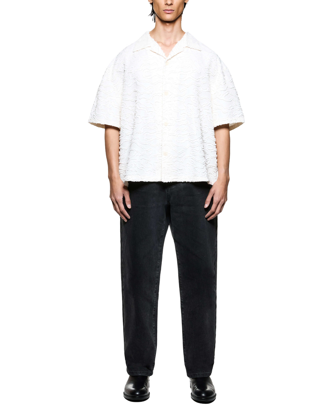 JACQUARD FRINGE VACATION SHIRT BONE