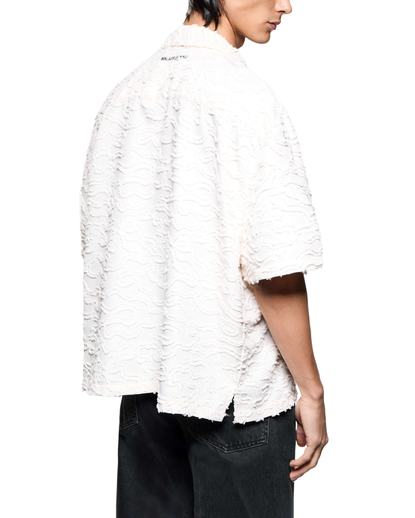 JACQUARD FRINGE VACATION SHIRT BONE