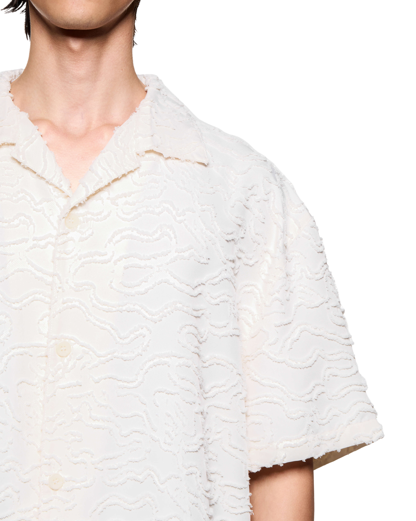 JACQUARD FRINGE VACATION SHIRT BONE