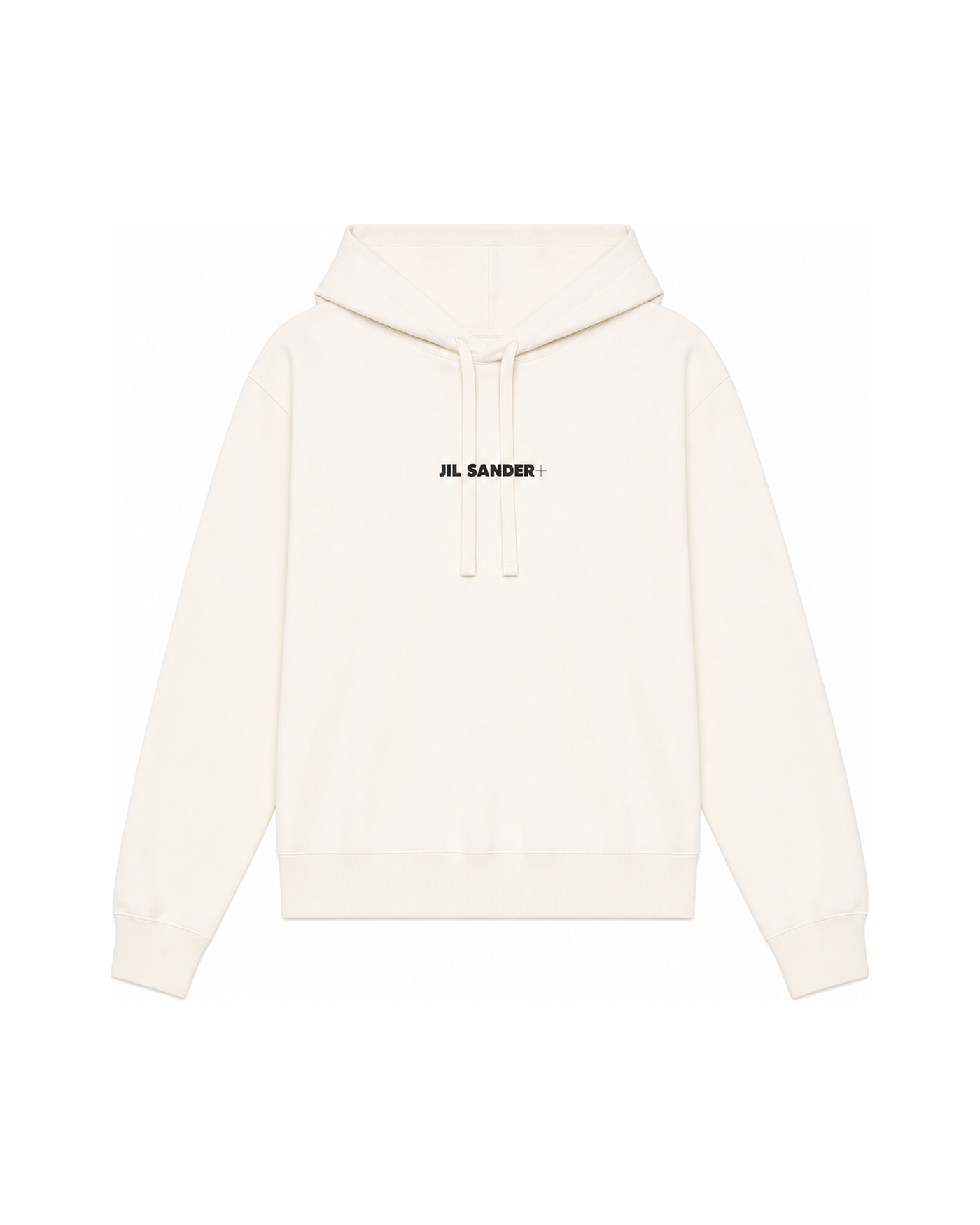 Sweat à capuche Jil Sander écru logo imprimé centré coton vue face