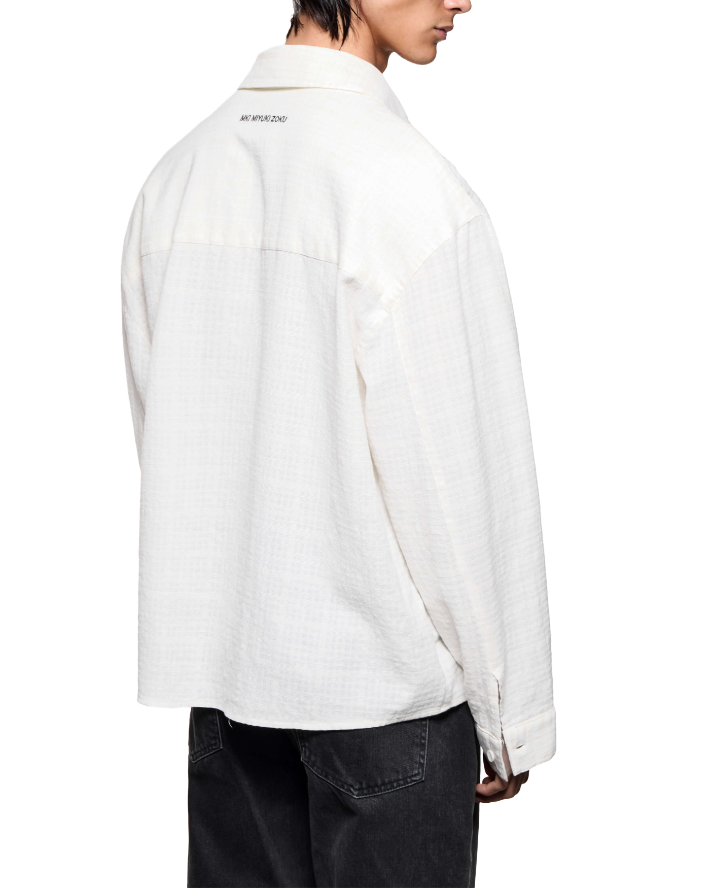 LOOSE WEAVE CHECK BOX DRESS SHIRT BONE