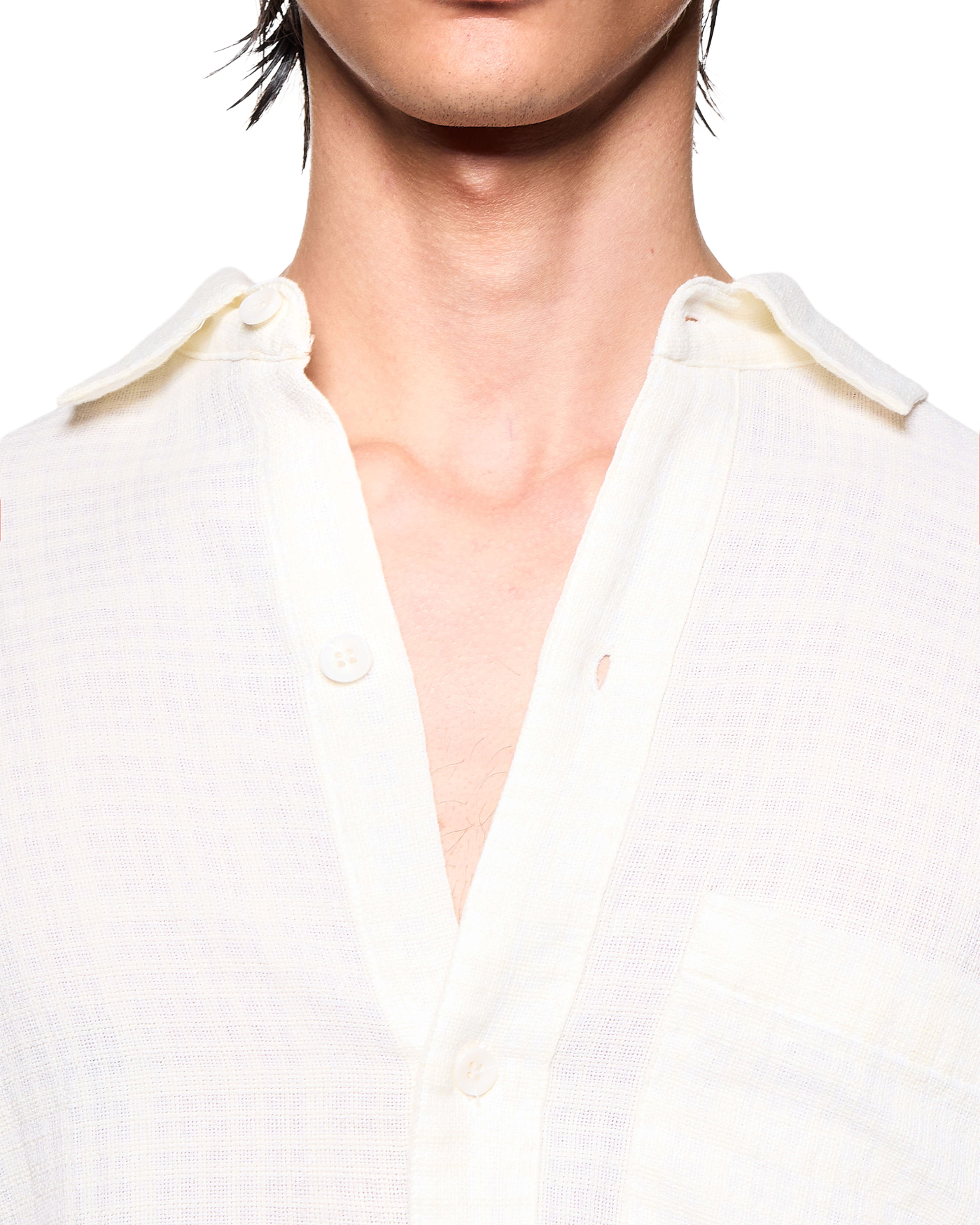 LOOSE WEAVE CHECK BOX DRESS SHIRT BONE
