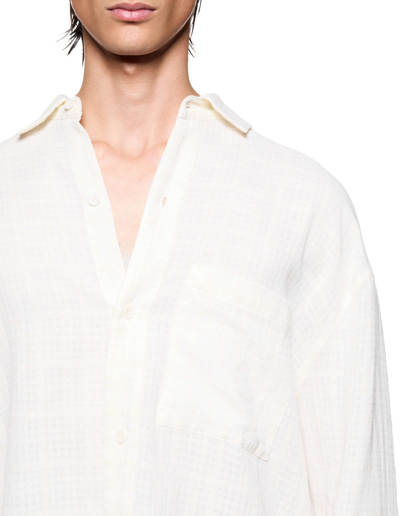LOOSE WEAVE CHECK BOX DRESS SHIRT BONE