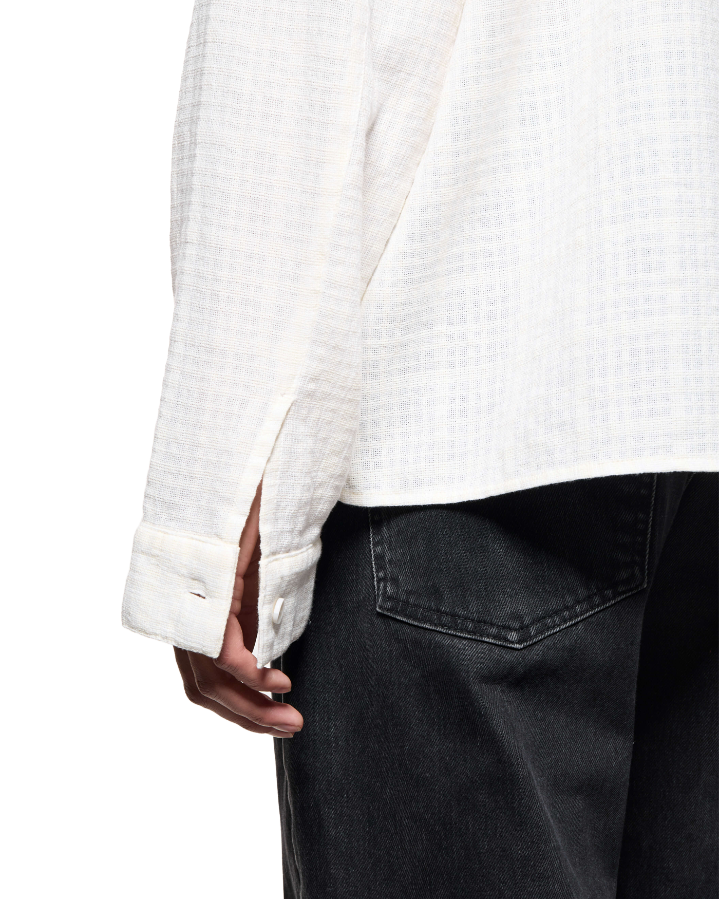 LOOSE WEAVE CHECK BOX DRESS SHIRT BONE