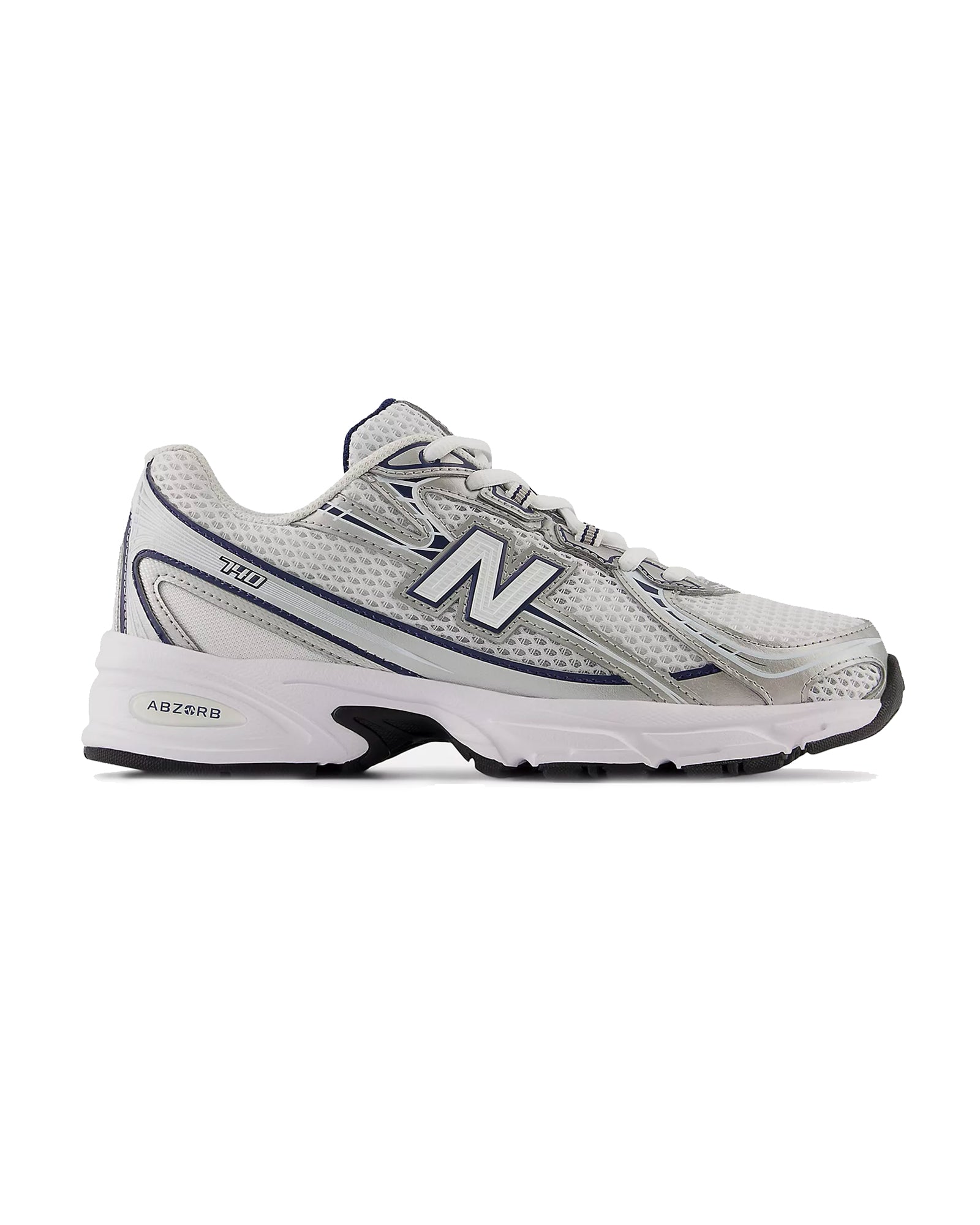 Sneakers New Balance 740 blanc gris détails bleu marine profil gauche
