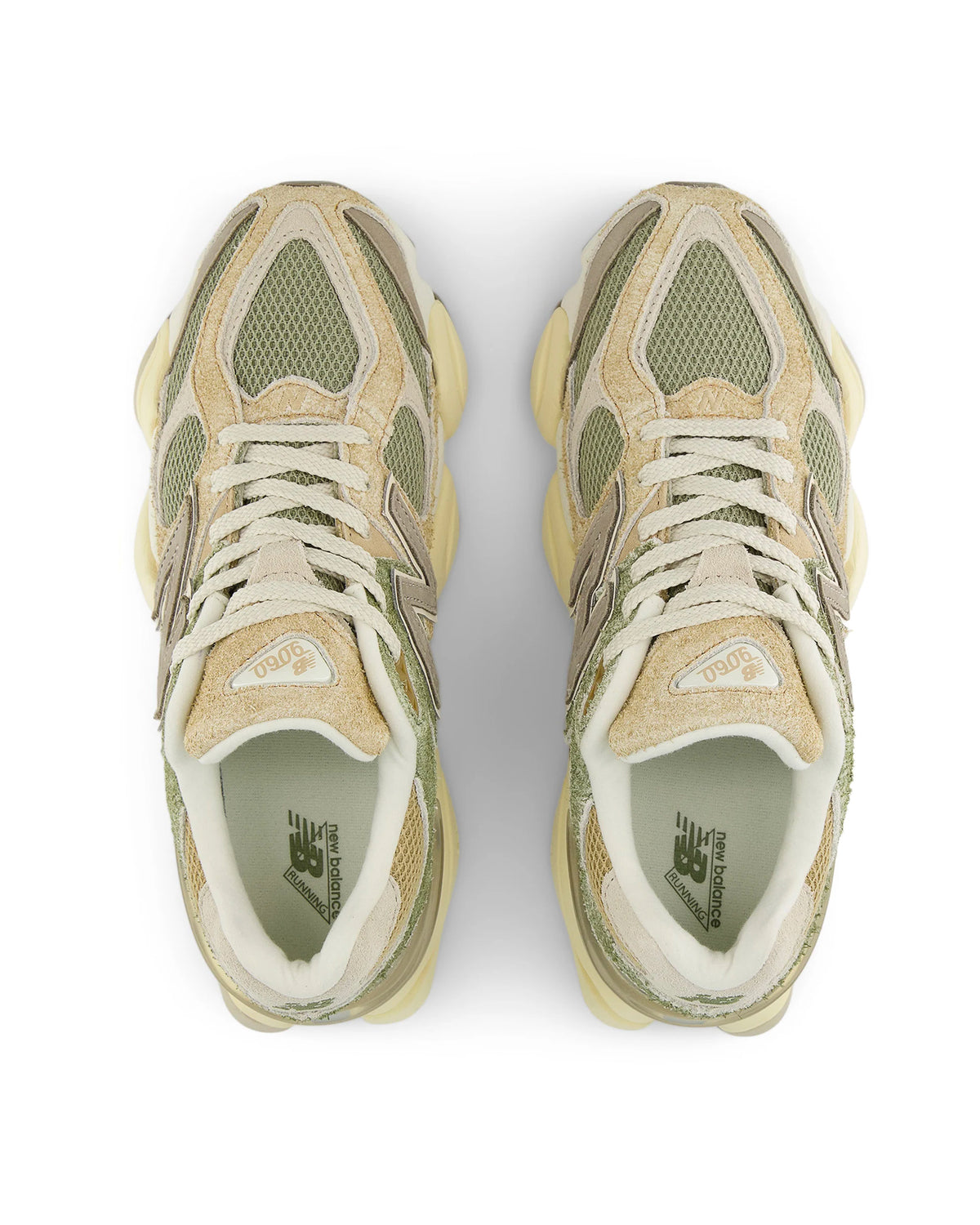 Sneakers New Balance 9060 vert olive beige sable vue du dessus
