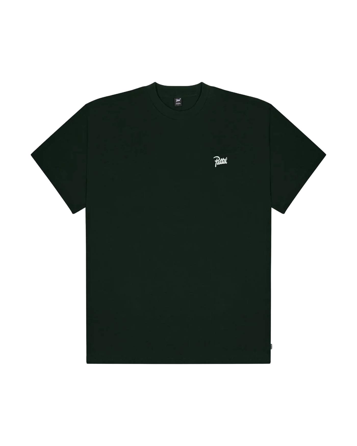 T-shirt Patta vert foncé logo script blanc poitrine vue face à plat