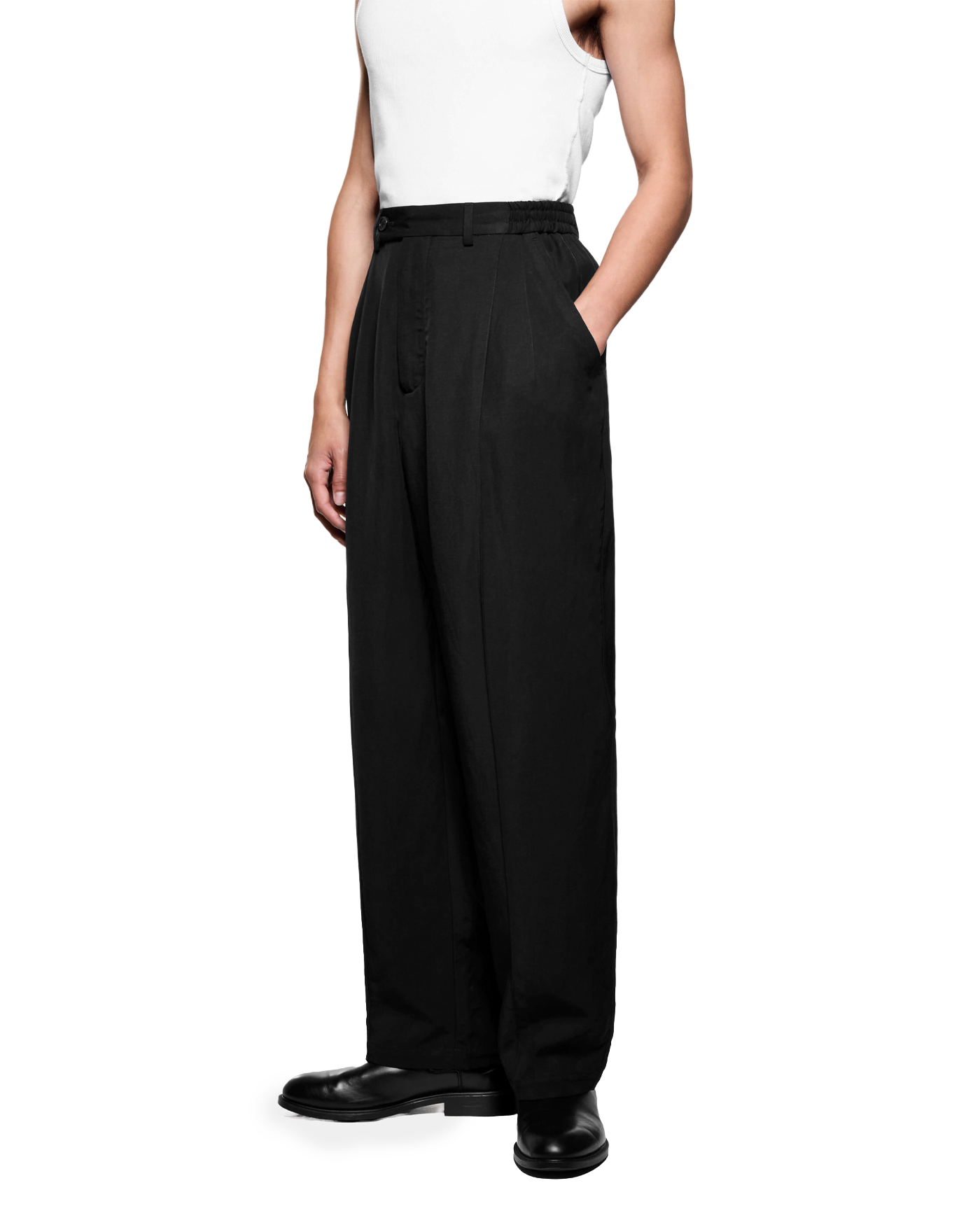 PLEATED SUIT PANTS BLACK