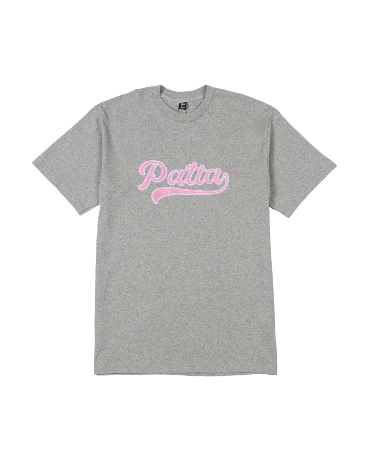 T-shirt Patta Logo Tail gris chiné logo Patta brodé rose centré face