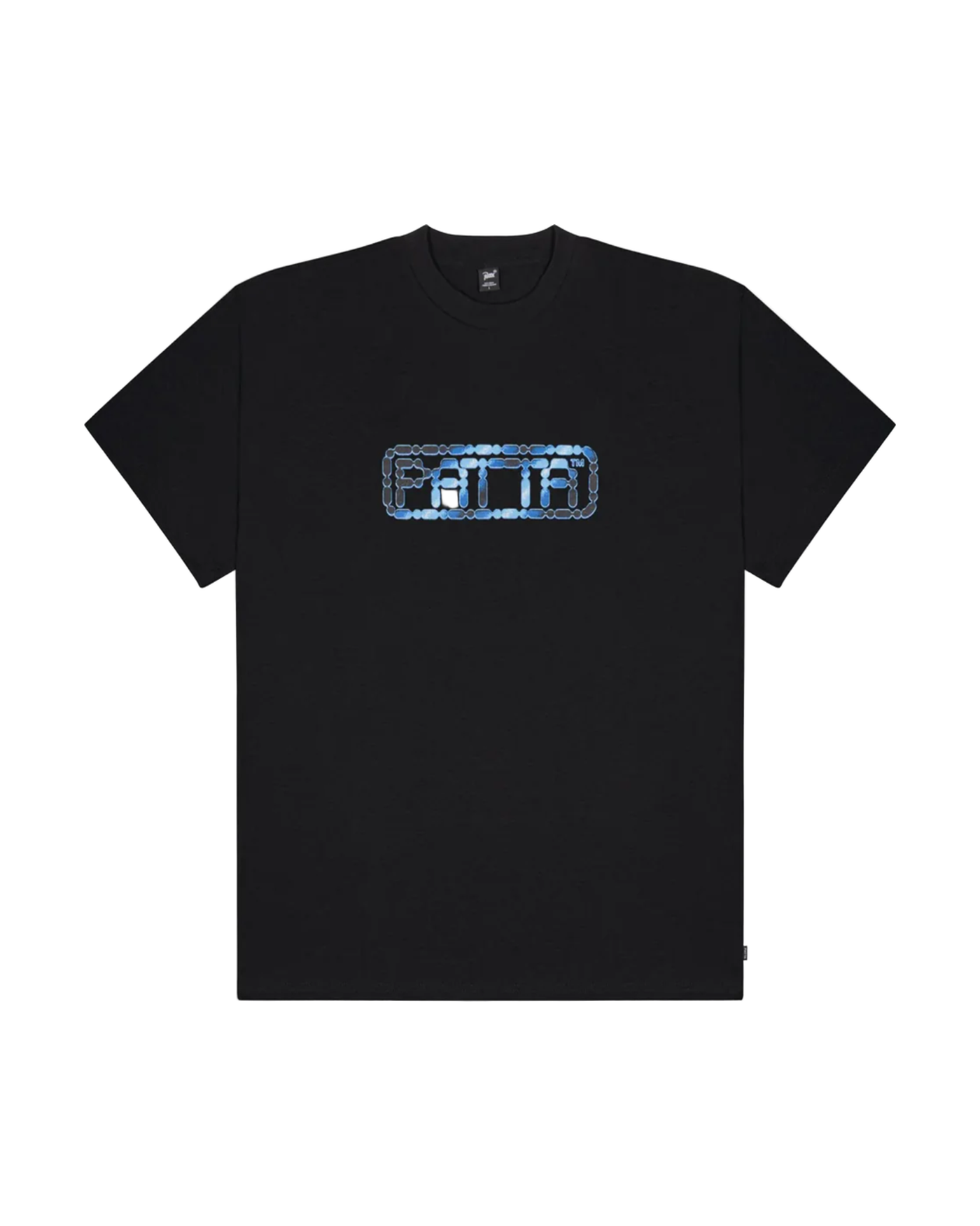 T-shirt Patta noir avec logo Bike Chain bleu imprimé au centre, face