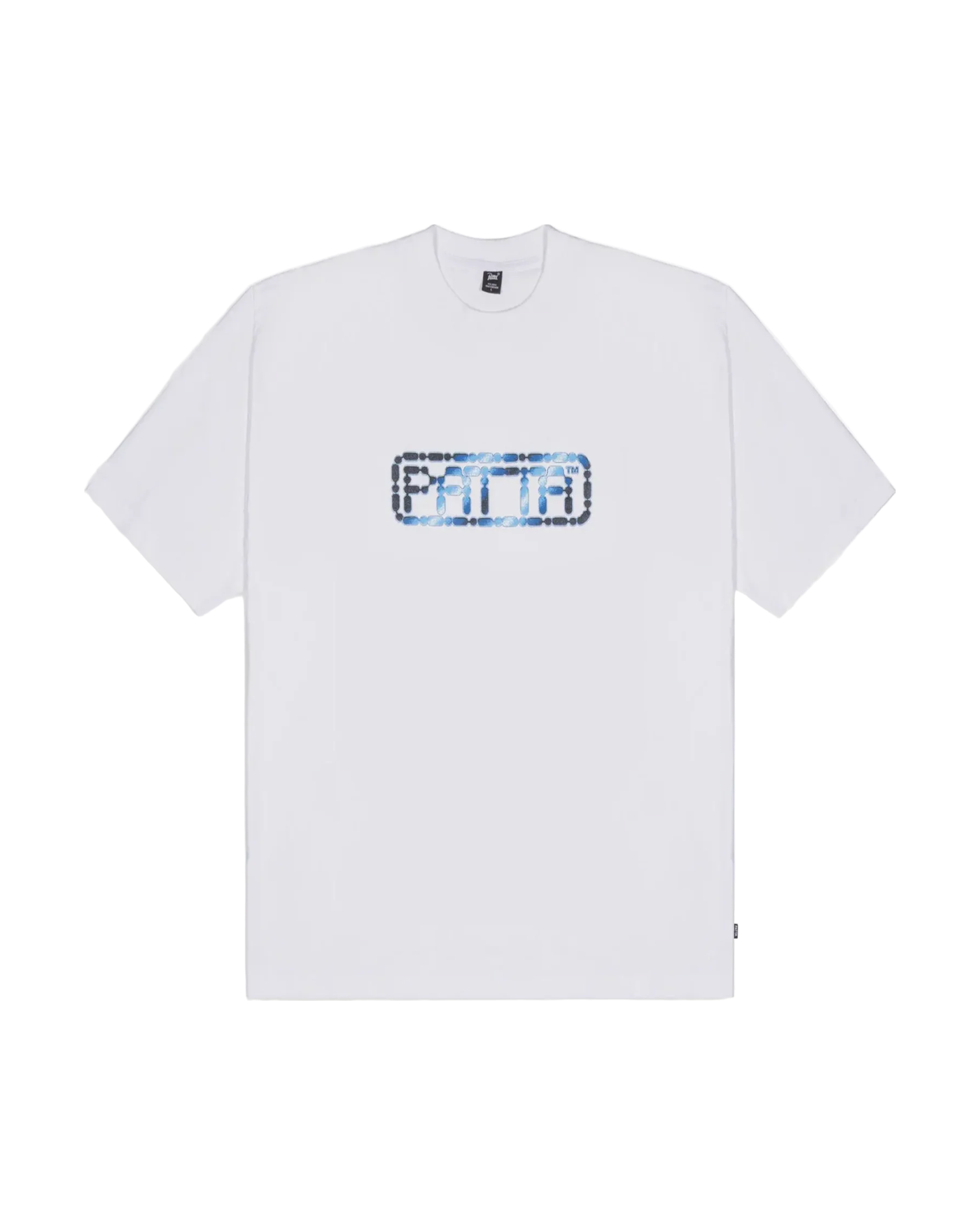 T-shirt Patta blanc avec logo Bike Chain bleu imprimé au centre, face