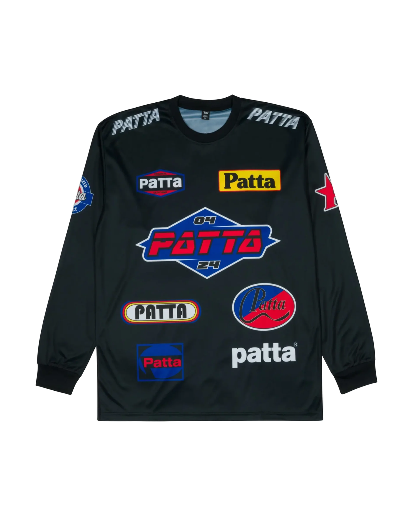 T-shirt manches longues Patta noir logos sponsor multicolores face