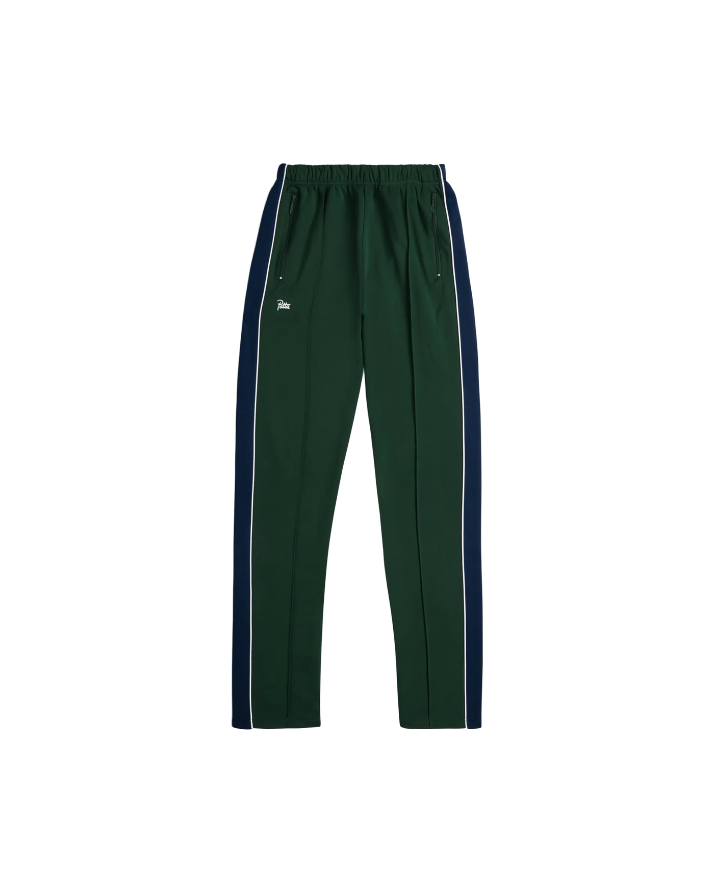 Pantalon de survêtement Patta vert pin et marine bandes blanches face