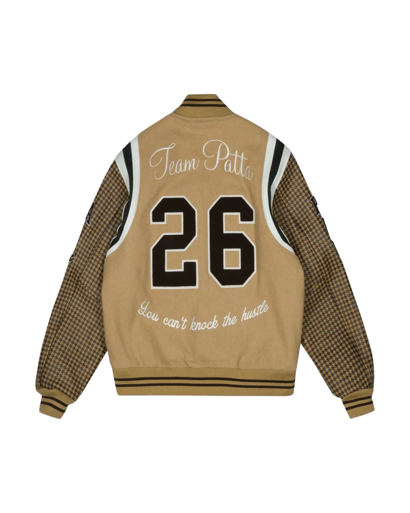 Veste varsity Patta Athletic Houndstooth camel et pied-de-poule marron dos
